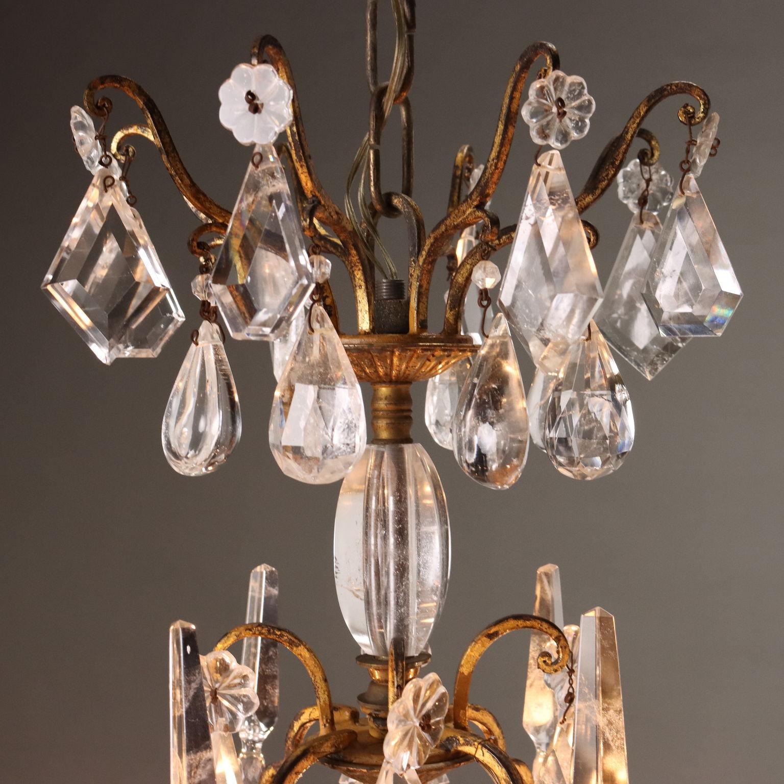 Lampadario in Ferro Battuto Italia Fine XIX Secolo Italian en venta