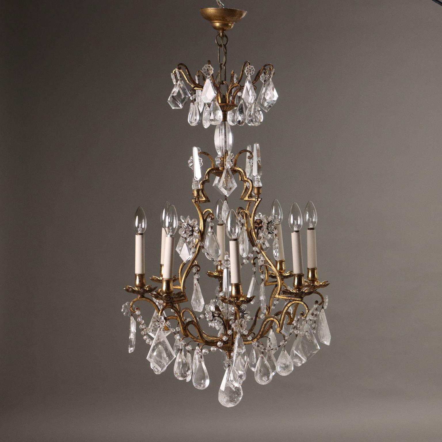 Lampadario in Ferro Battuto Italia Fine XIX Secolo en venta 2