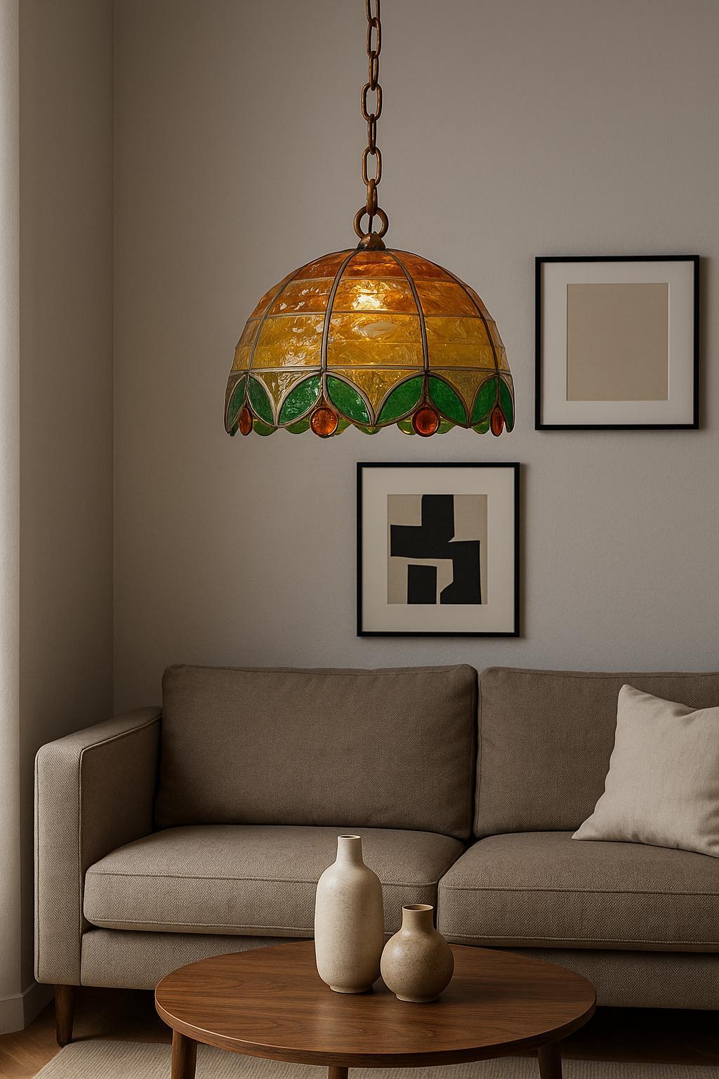 Poliarte, lampadario vintage italiano, vetro colorato, sospensione anni '60, Albano Poli, lampada scultorea, design italiano mid-century, vetro artistico, illuminazione artigianale


Raffinato lampadario a sospensione realizzato da Poliarte negli