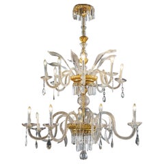 Antique Gilded Wood and Crystal Chandelier. Florence, early 19th century