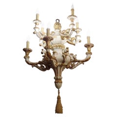 Ivory and gold lacquered wooden chandelier, Restoration style