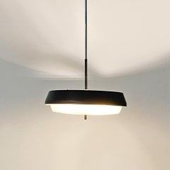 Metal and black and white plexiglass chandelier, Ufo model by Drupol, 1950s