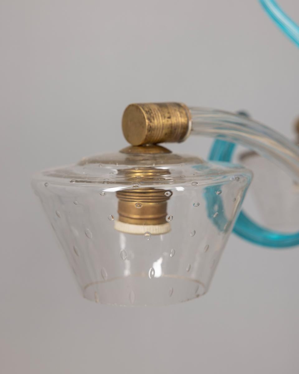 Brass and Murano glass chandelier vintage 1950s Italian design For Sale 5