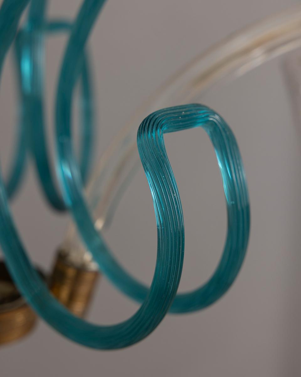 Brass and Murano glass chandelier vintage 1950s Italian design For Sale 7