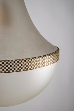 Lampadario in vetro acidato e ottone, Stilnovo anni '50