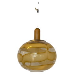 Amber glass and wood chandelier, "Loft Collection," 1970s