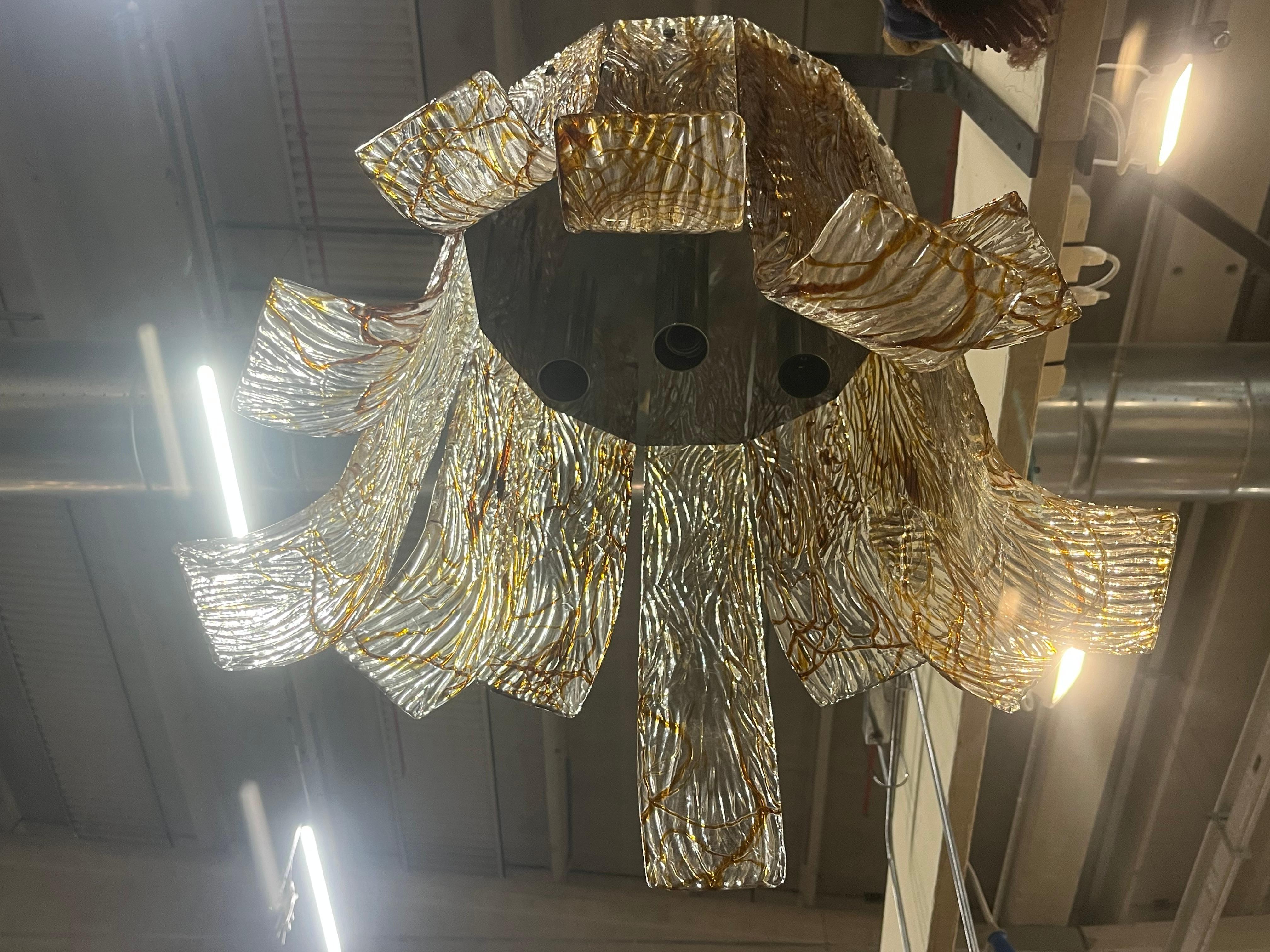 Italian Murano glass chandelier AV Mazzega 1970s  For Sale