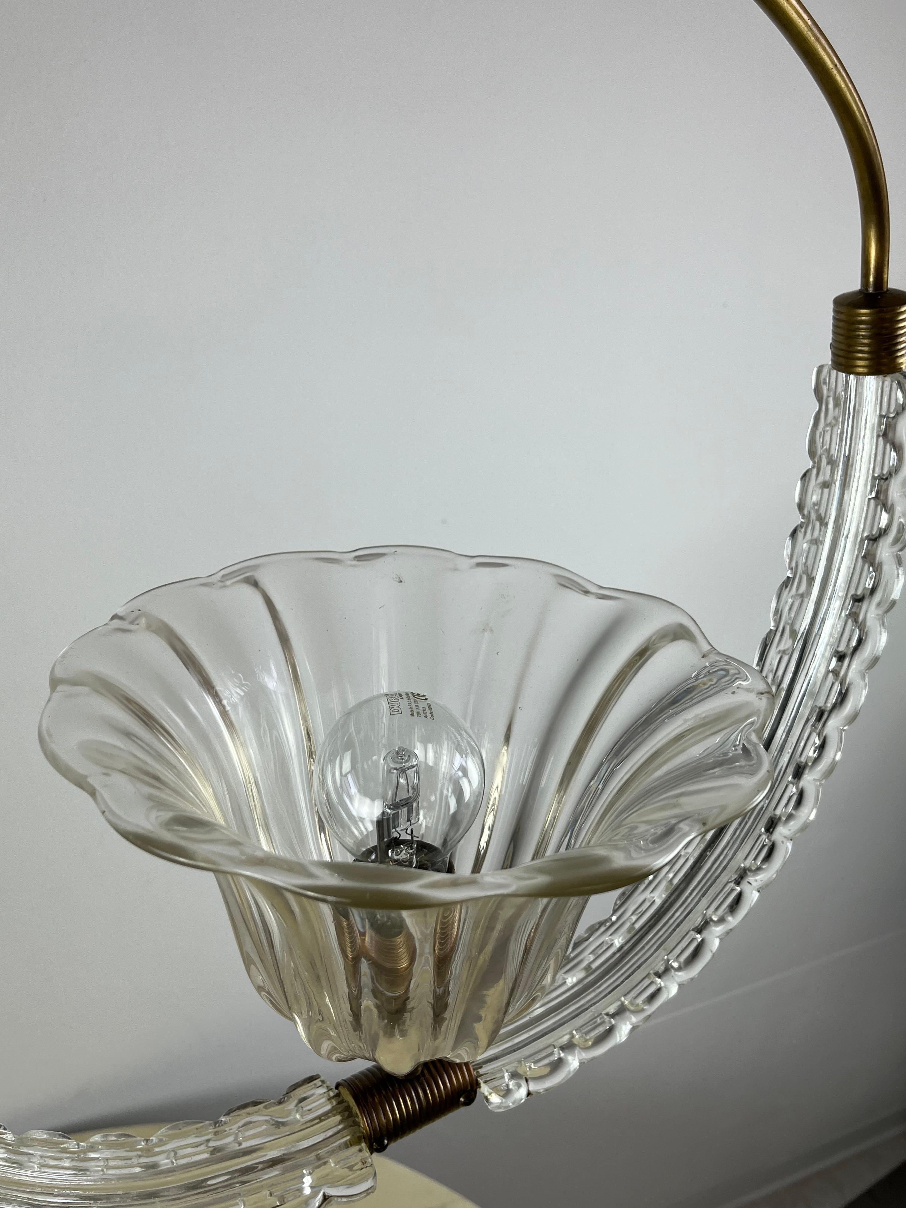 Murano glass and brass Chandelier, attributed to Ercole Barovier, 1950s For Sale 4