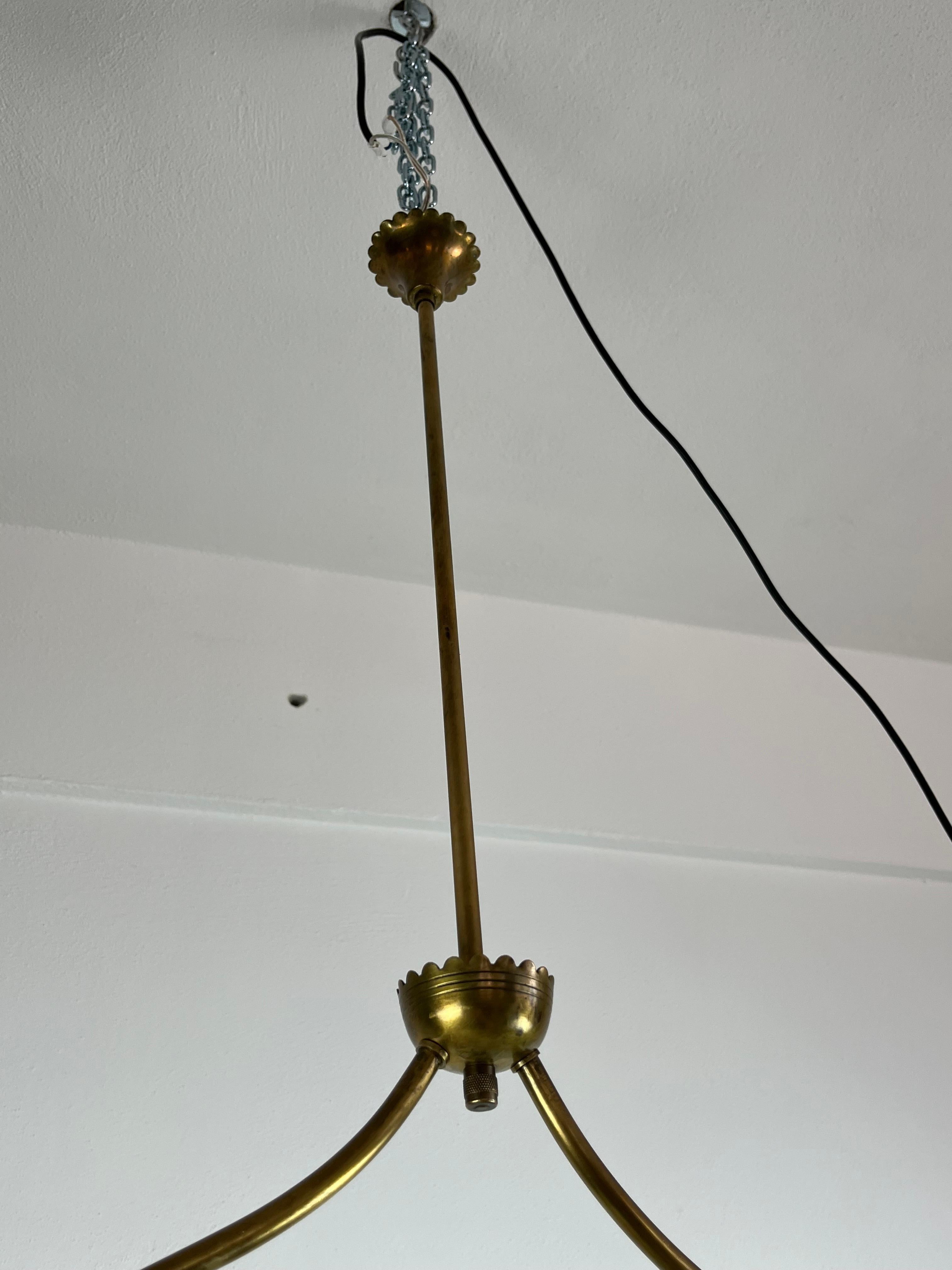 Murano glass and brass Chandelier, attributed to Ercole Barovier, 1950s For Sale 2