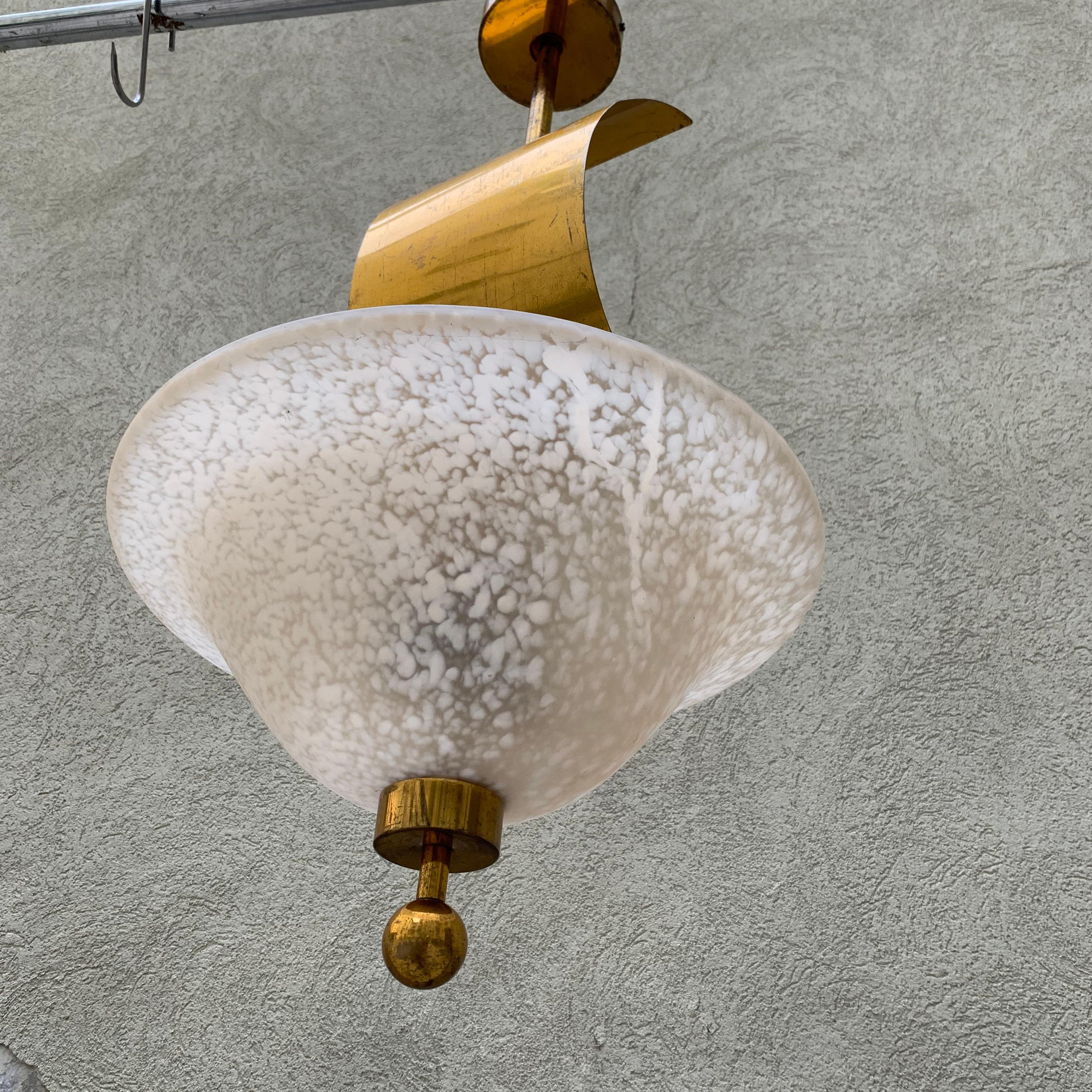 Kronleuchter aus Muranoglas, Messing mit verstellbarem dekorativem Schleier - 1960er Jahre im Angebot 4