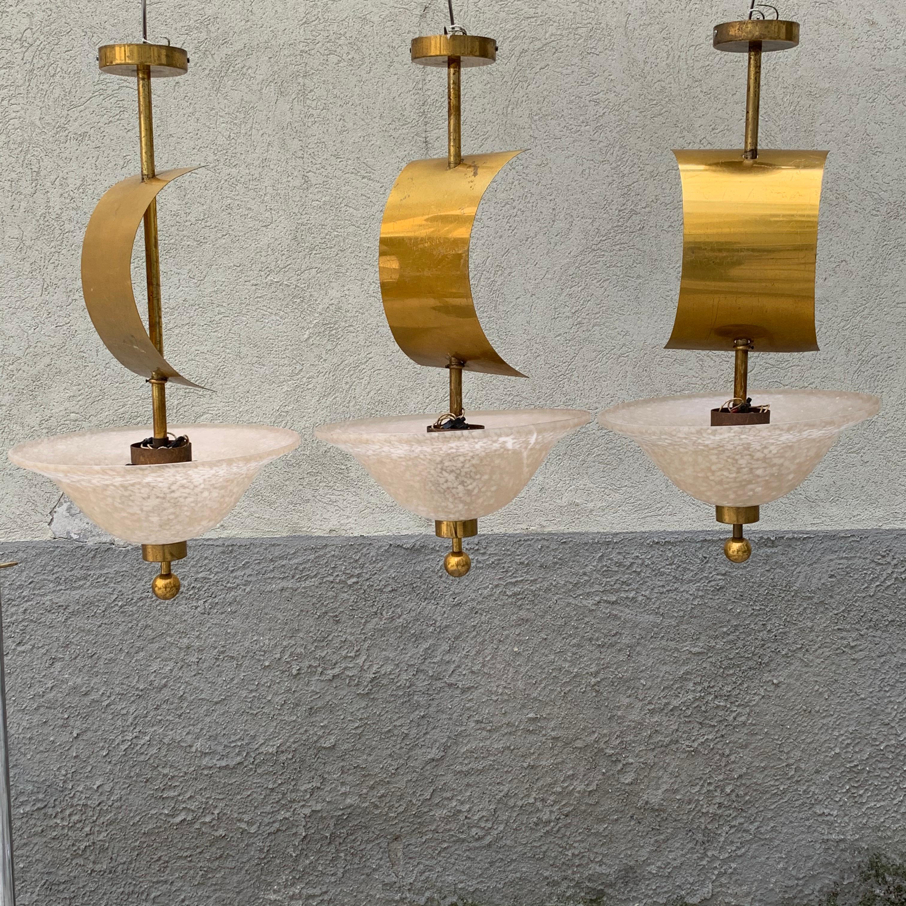 Kronleuchter aus Muranoglas, Messing mit verstellbarem dekorativem Schleier - 1960er Jahre (Italian) im Angebot