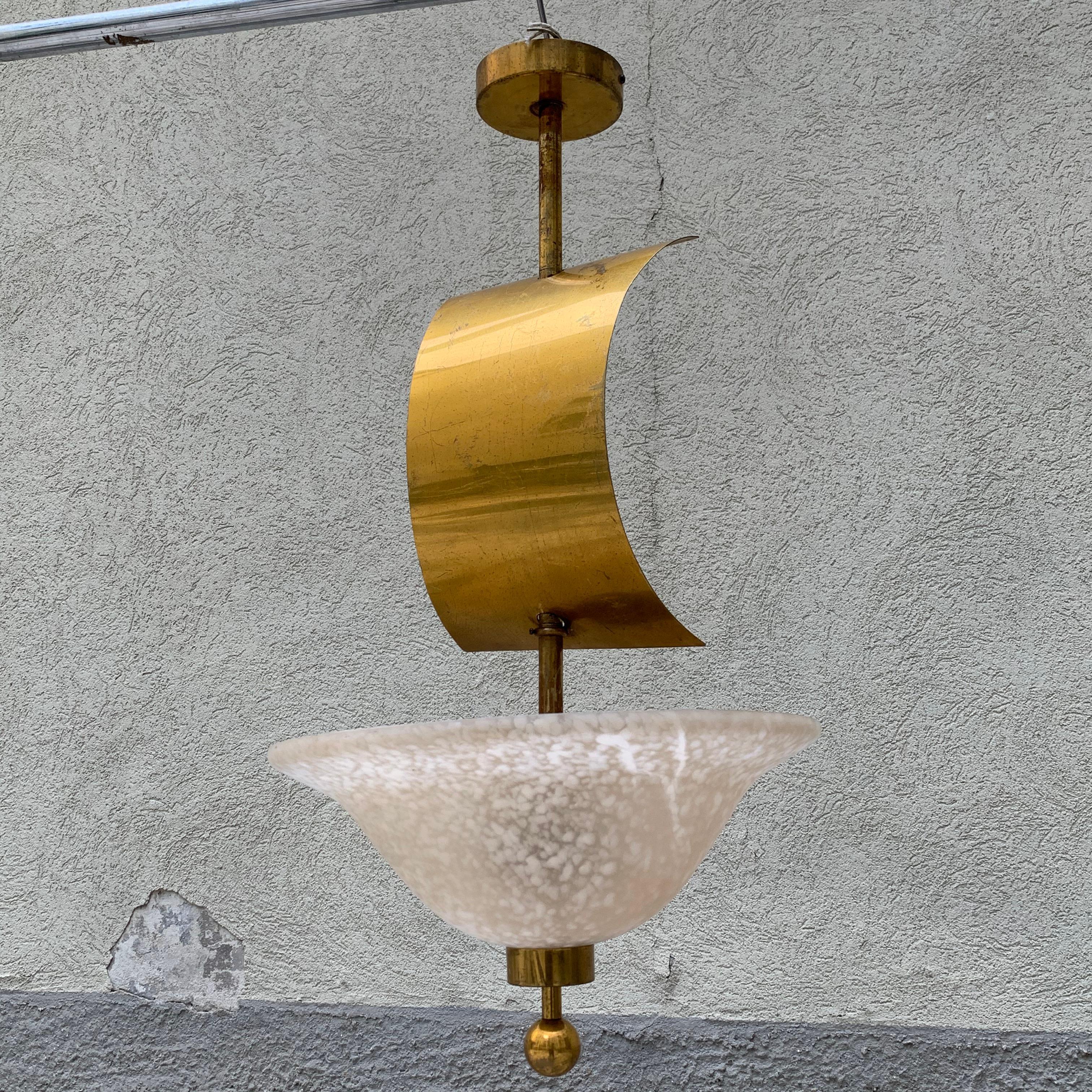 Kronleuchter aus Muranoglas, Messing mit verstellbarem dekorativem Schleier - 1960er Jahre im Angebot 2