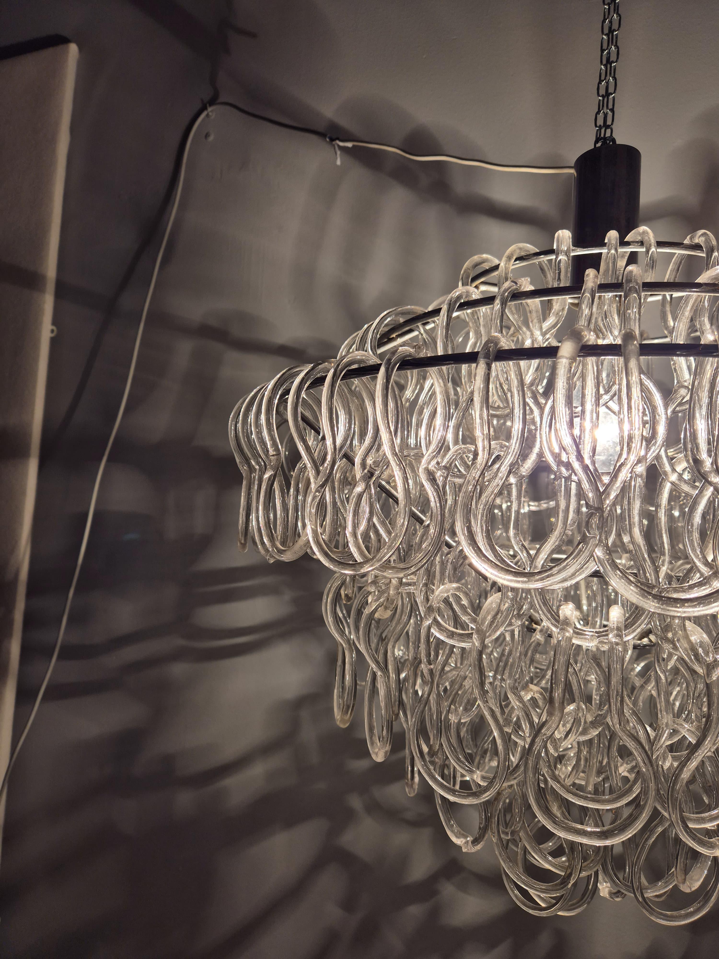 Lámpara de cristal de Murano estilo Giogali de Mnagiarotti Mid-20th Century en venta