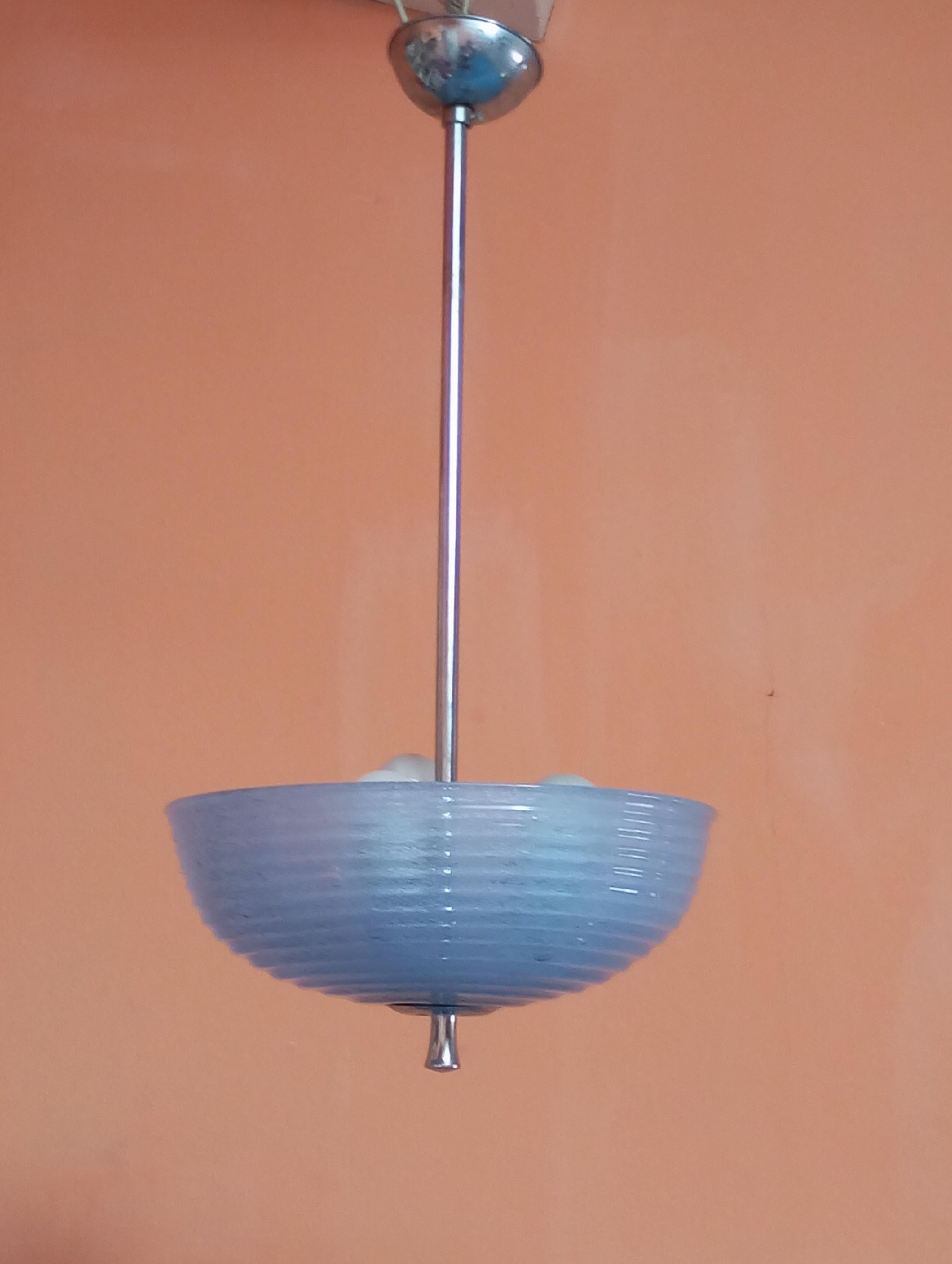 lustre en verre pulegoso celeste de Barovier & Toso, Murano Italie en vente 6