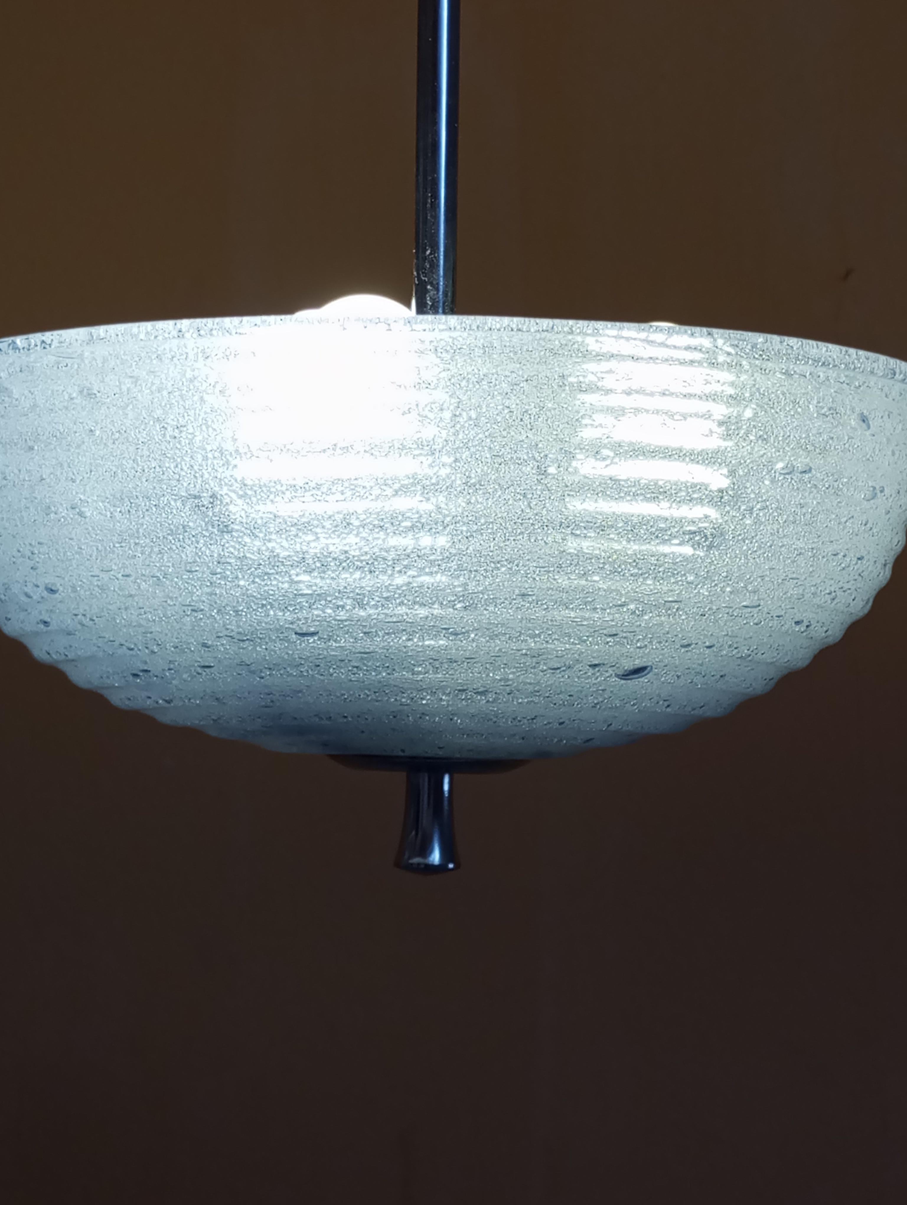 lustre en verre pulegoso celeste de Barovier & Toso, Murano Italie en vente 3