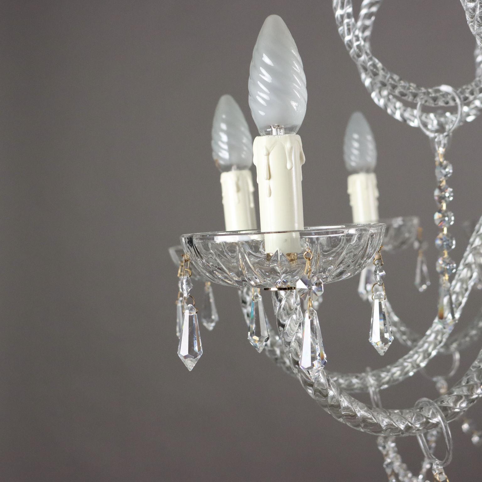Lampadario in Vetro Soffiato Italia XX Secolo For Sale 6
