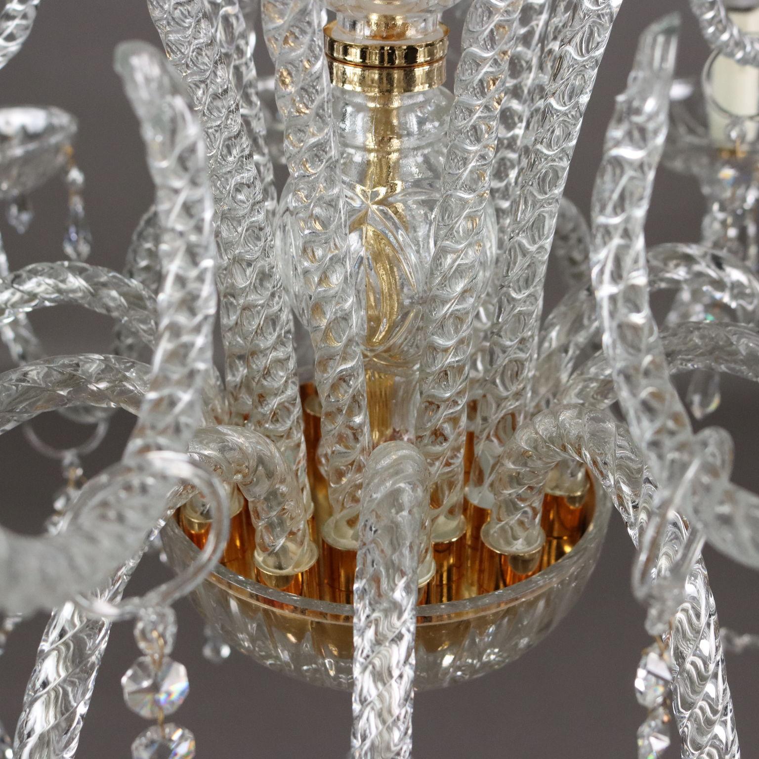 Lampadario in Vetro Soffiato Italia XX Secolo For Sale 7