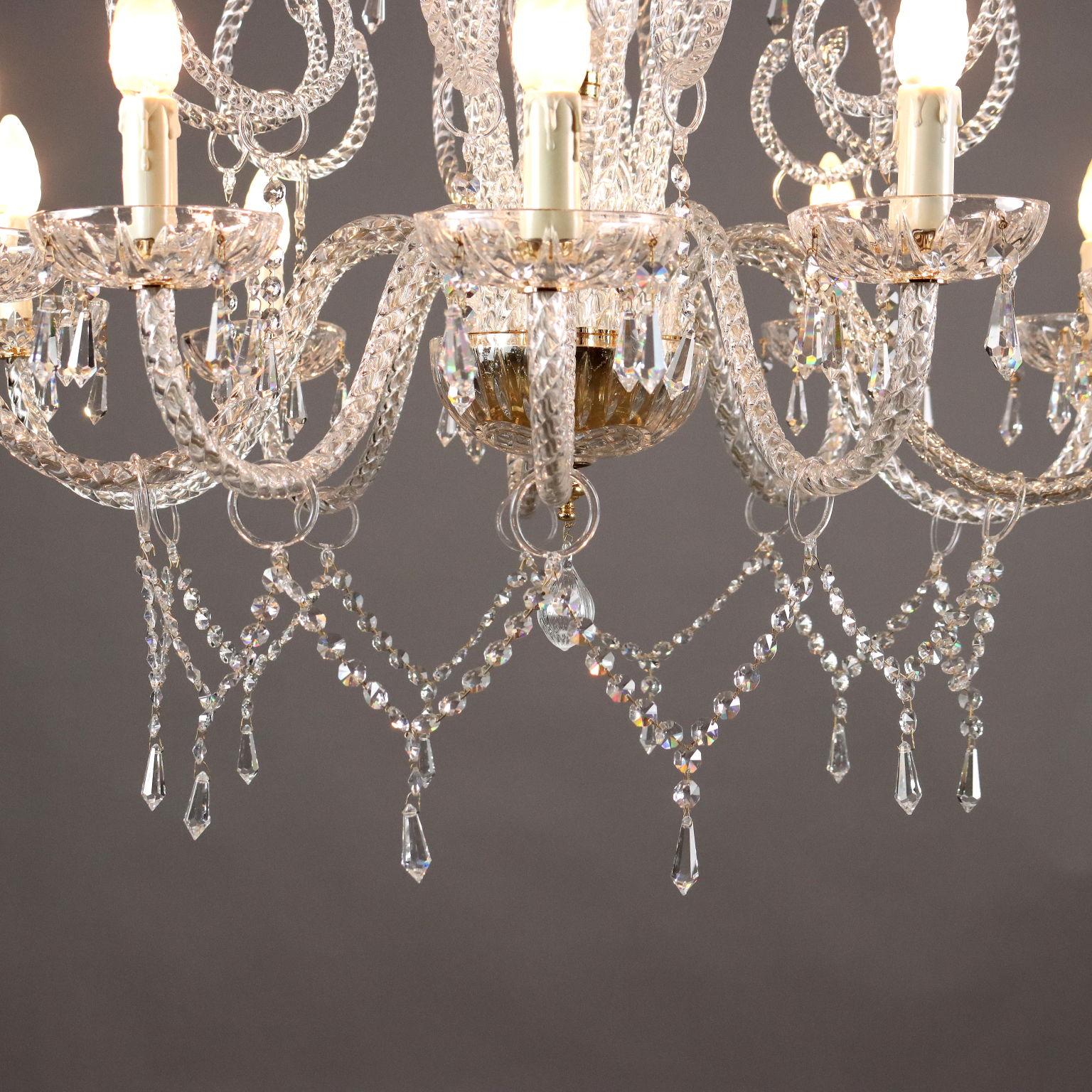 Lampadario in Vetro Soffiato Italia XX Secolo For Sale 1