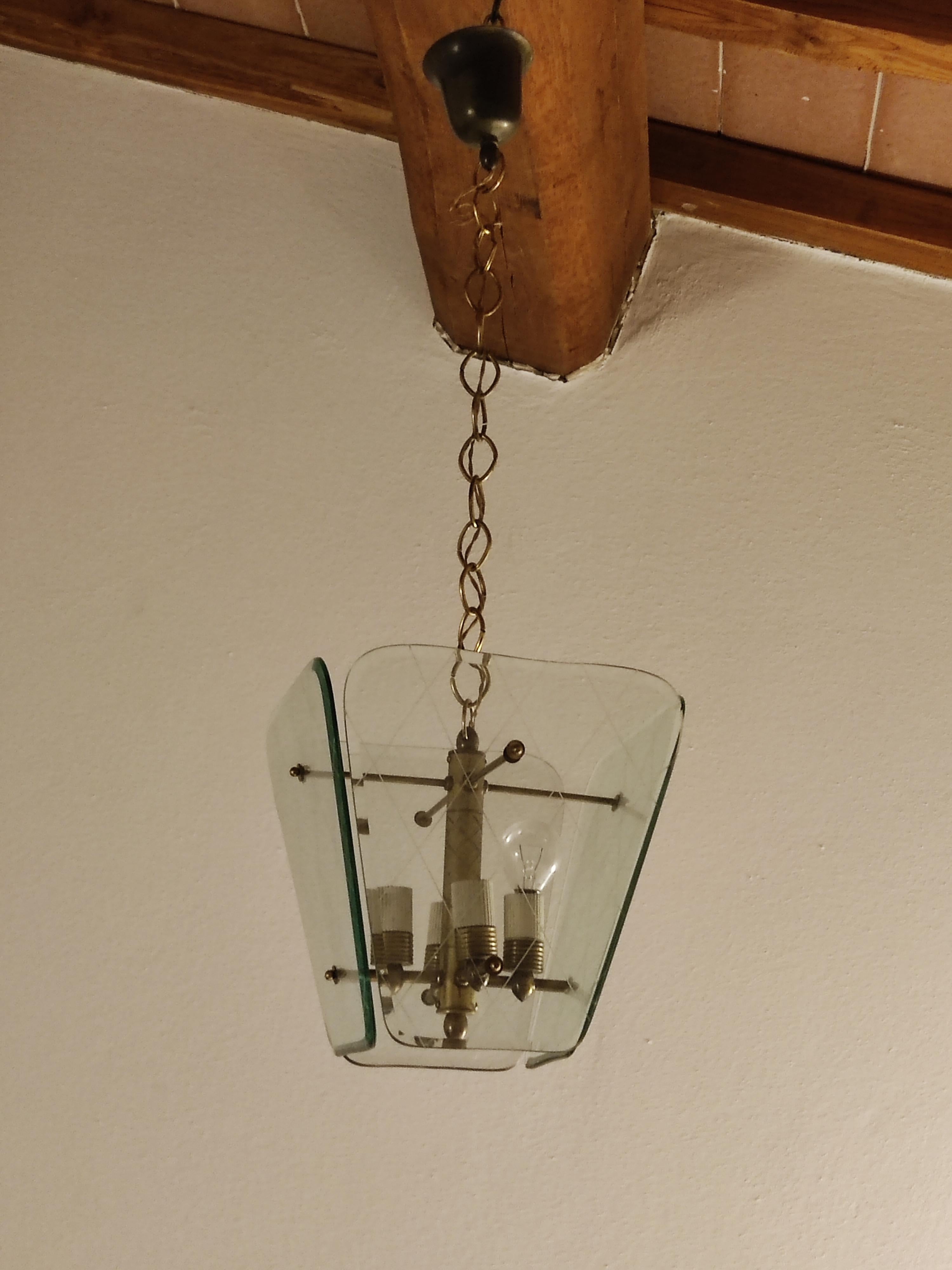 Italian chandelier attributed to Pietro Chiesa for Fontana Arte In Good Condition For Sale In Firenze, FI