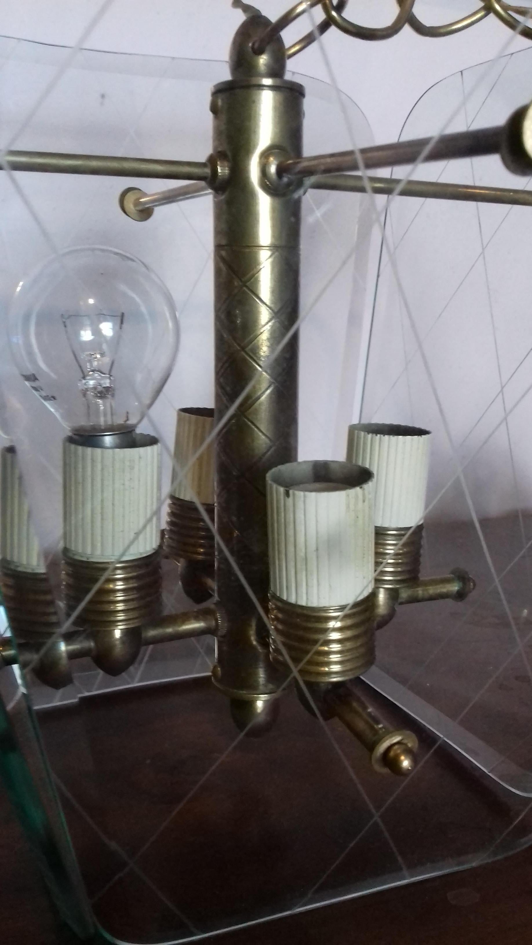 Mid-20th Century Italian chandelier attributed to Pietro Chiesa for Fontana Arte For Sale