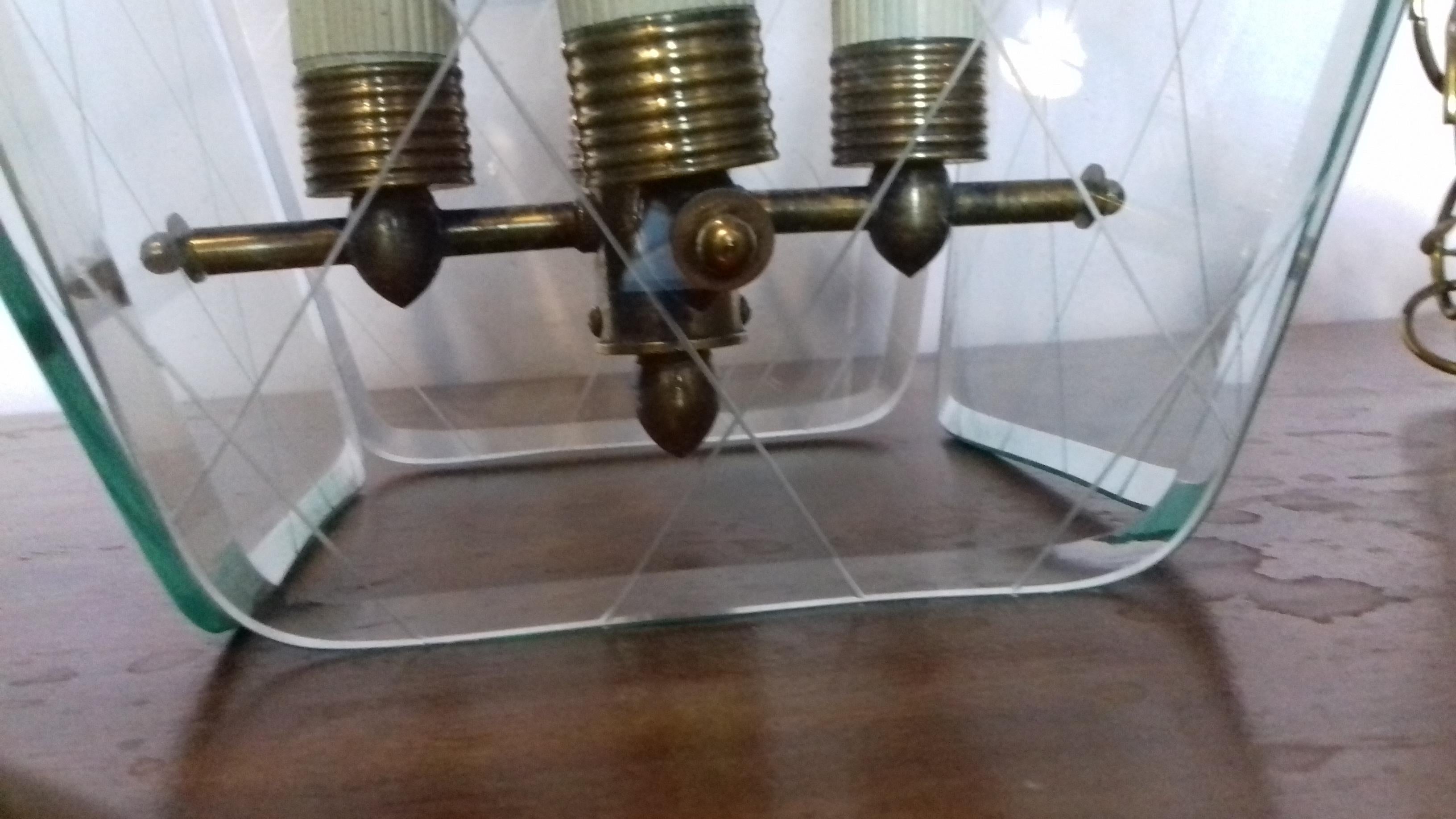 Glass Italian chandelier attributed to Pietro Chiesa for Fontana Arte For Sale