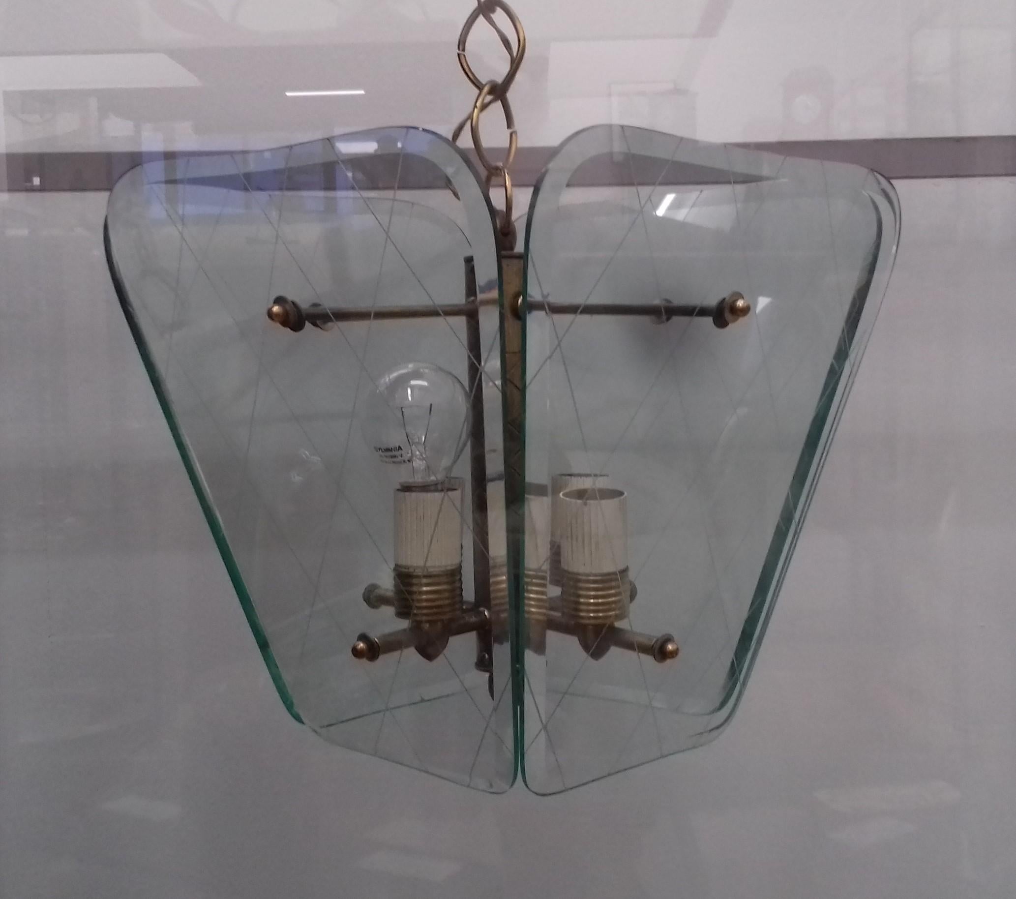 Italian chandelier attributed to Pietro Chiesa for Fontana Arte For Sale 4
