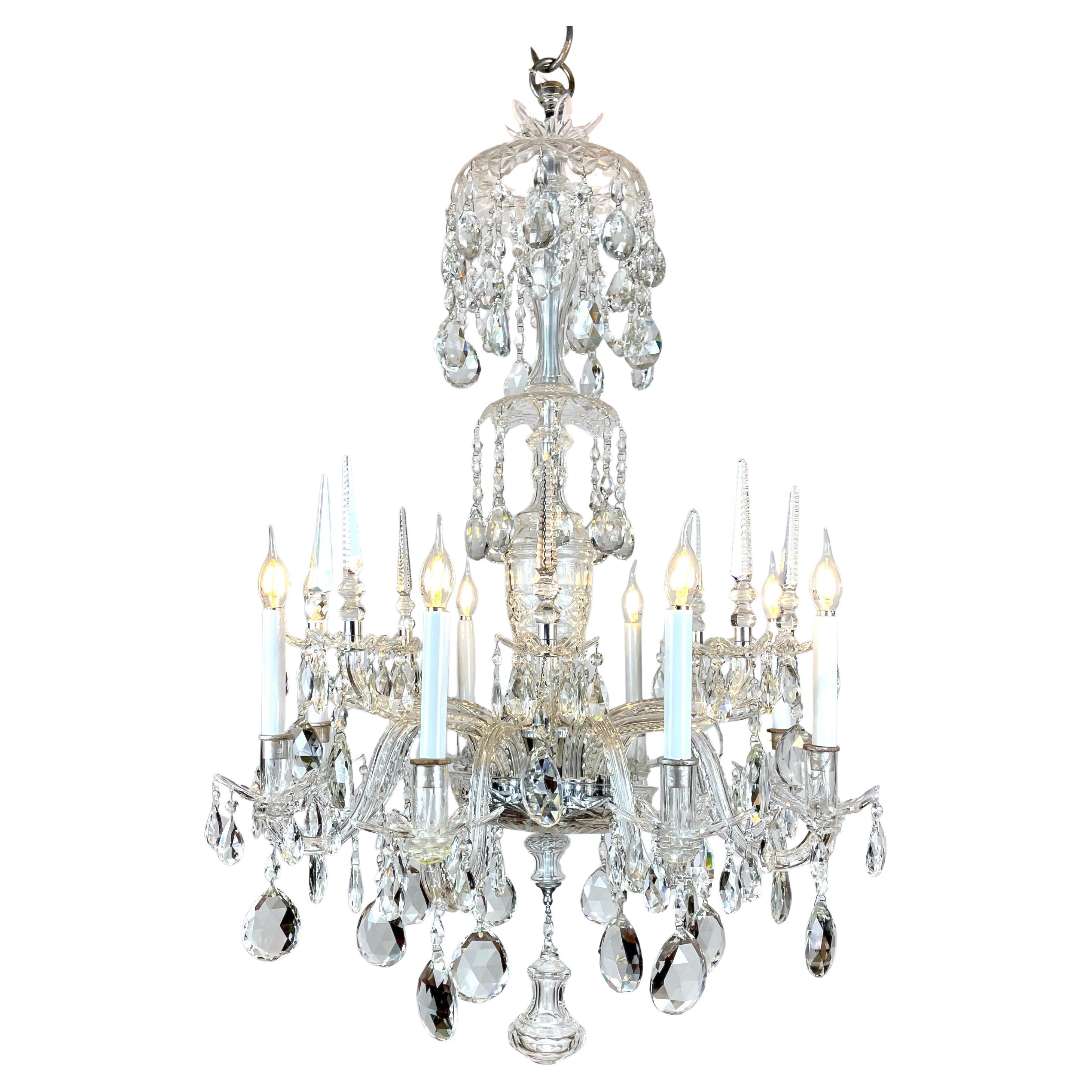 Lampadario Italiano in Cristallo Bohemia a Otto Luci 1950 en venta 8