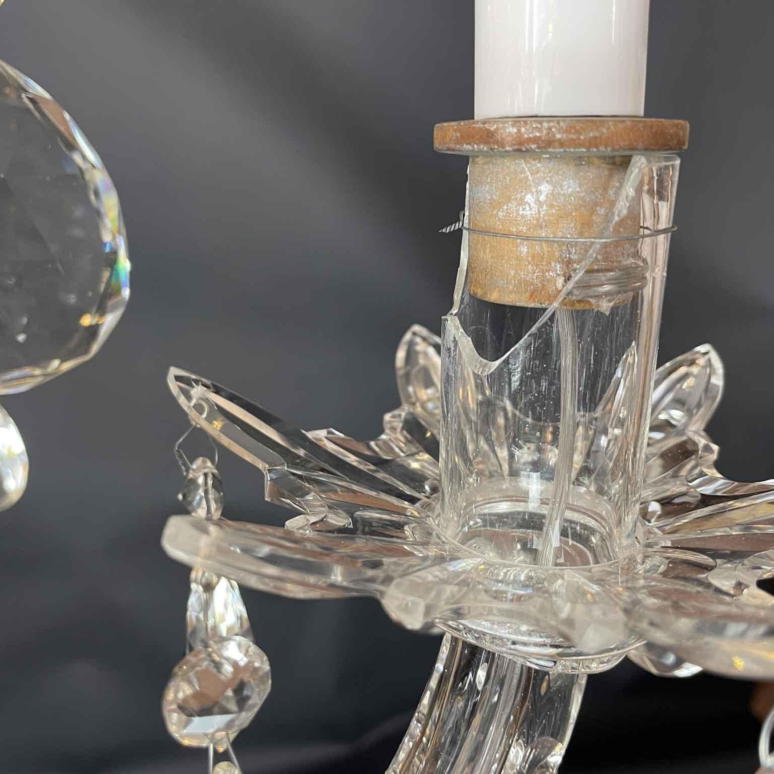 Lampadario Italiano in Cristallo Bohemia a Otto Luci 1950 en venta 6