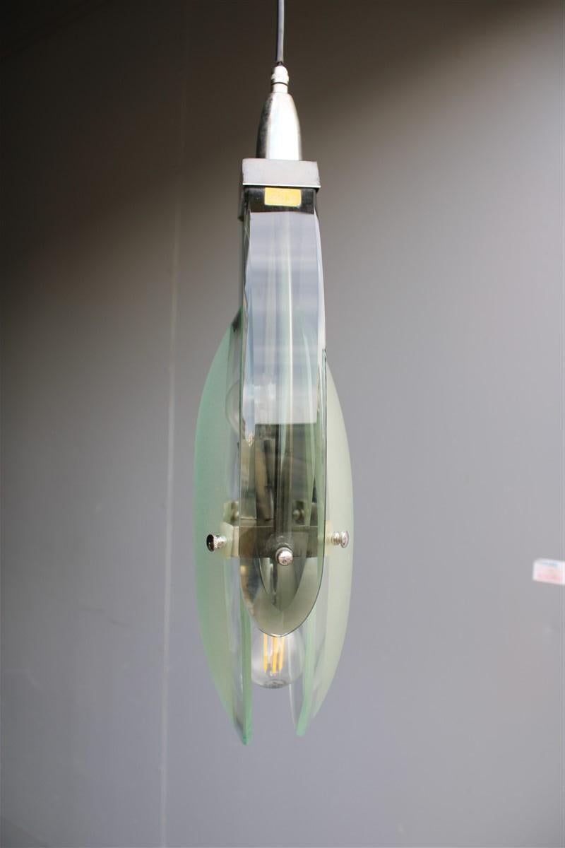 Lustre italien en cristal coloré et satiné Italie 1960 Fontana Arte en vente 5