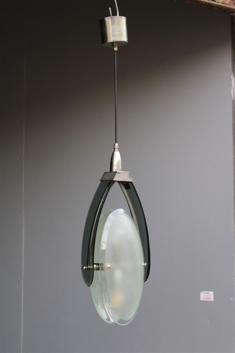 Lustre en cristal italien attribué à Fontana Arte