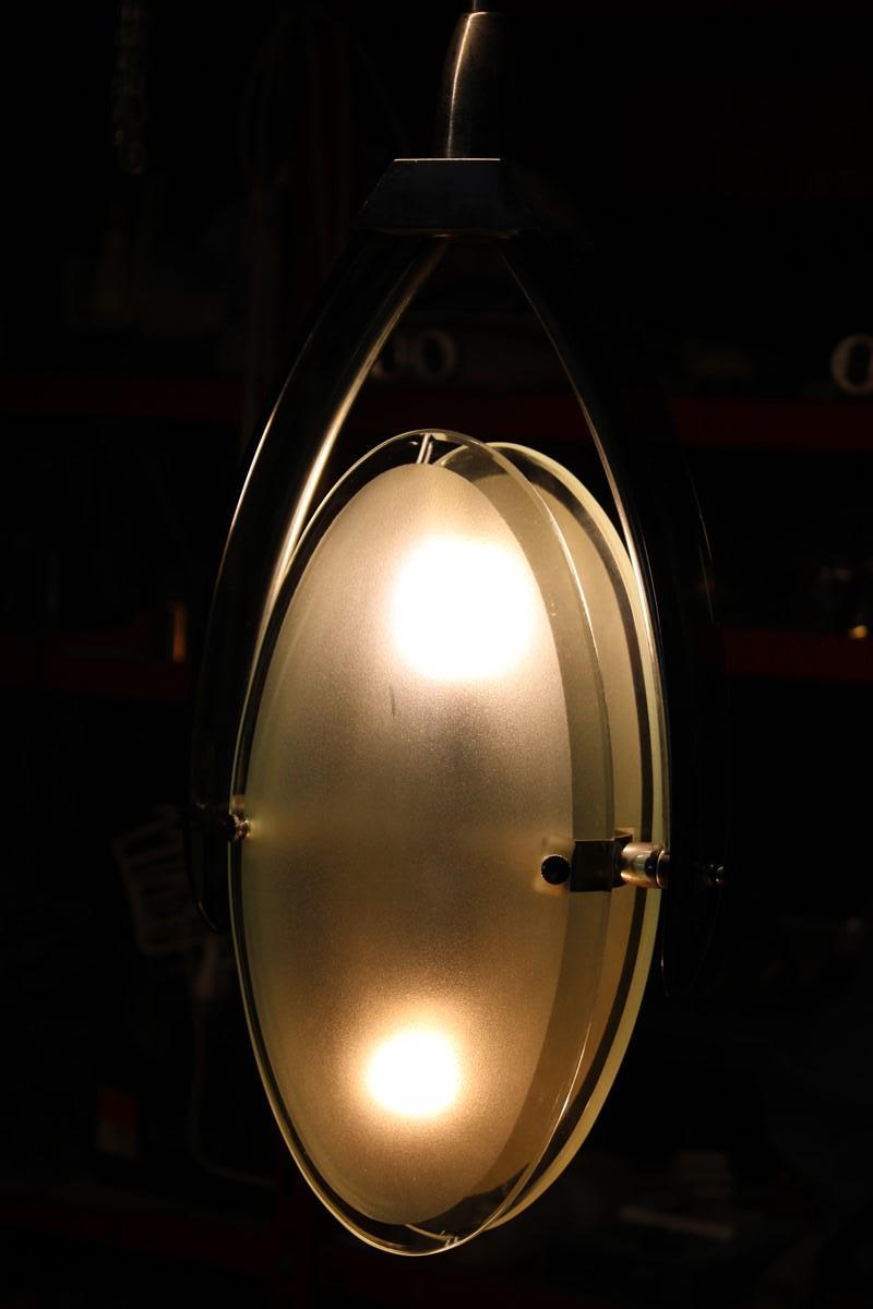 Mid-20th Century Lustre italien en cristal coloré et satiné Italie 1960 Fontana Arte en vente