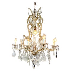 Italian Crystal Chandelier in 1950s Maria Theresa Style with Nine Lights