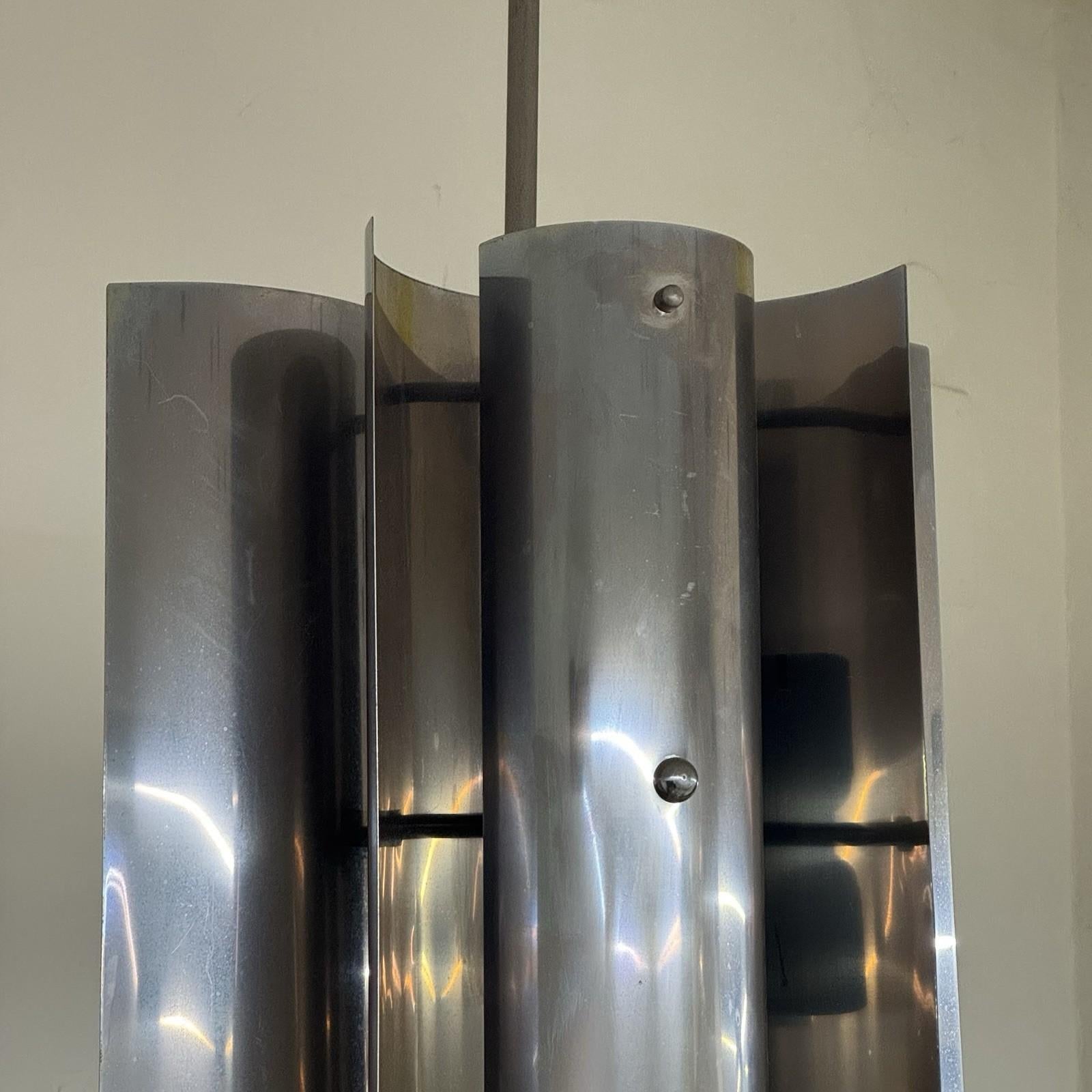 Lampadario Max Sauze Design Cromo Acciaio 1970 Modernariato Acciaio Curvato in vendita 2