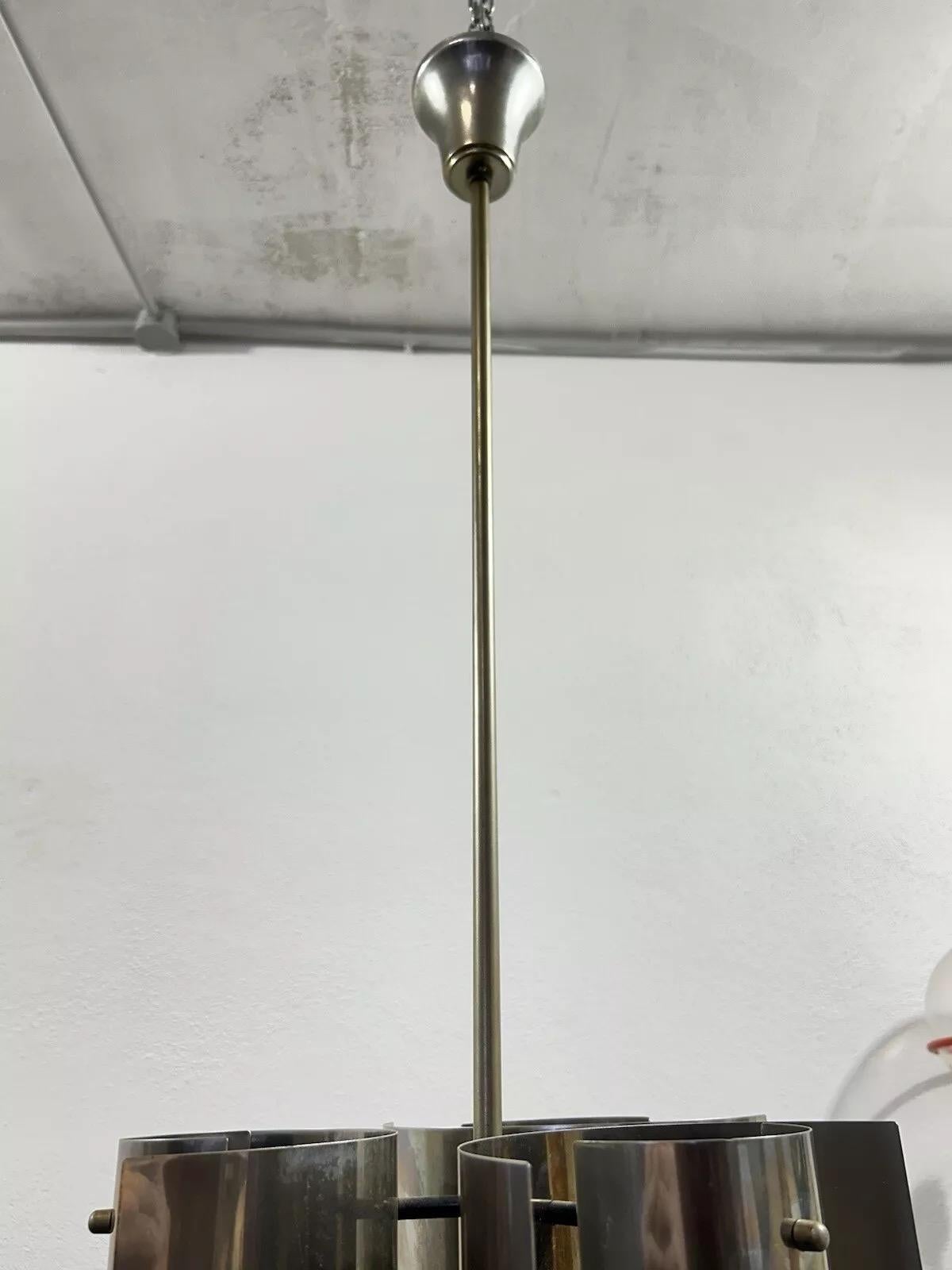 Araña de acero cromado estilo Max Sauze años 70 en venta 5