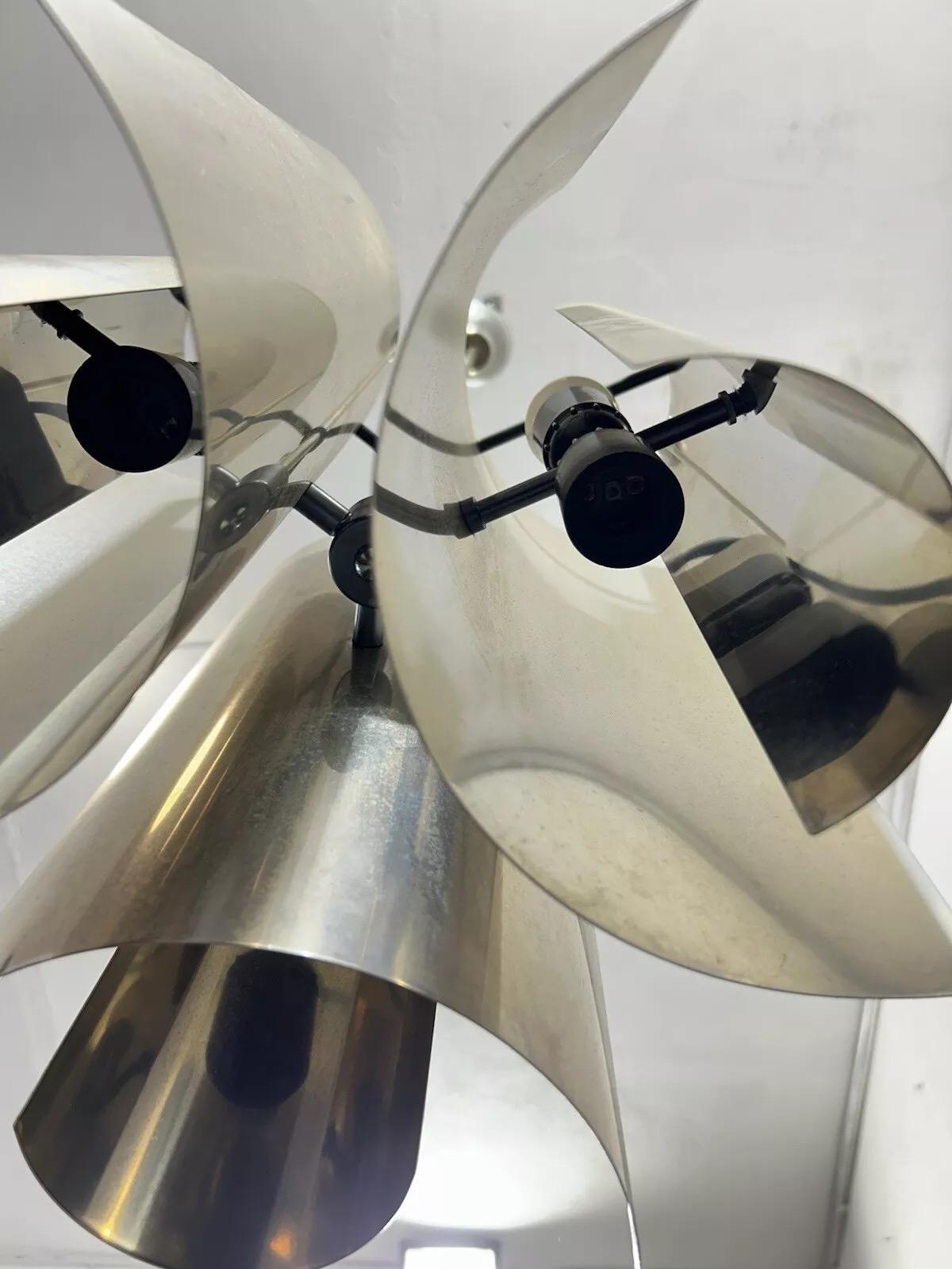 Araña de acero cromado estilo Max Sauze años 70 en venta 3