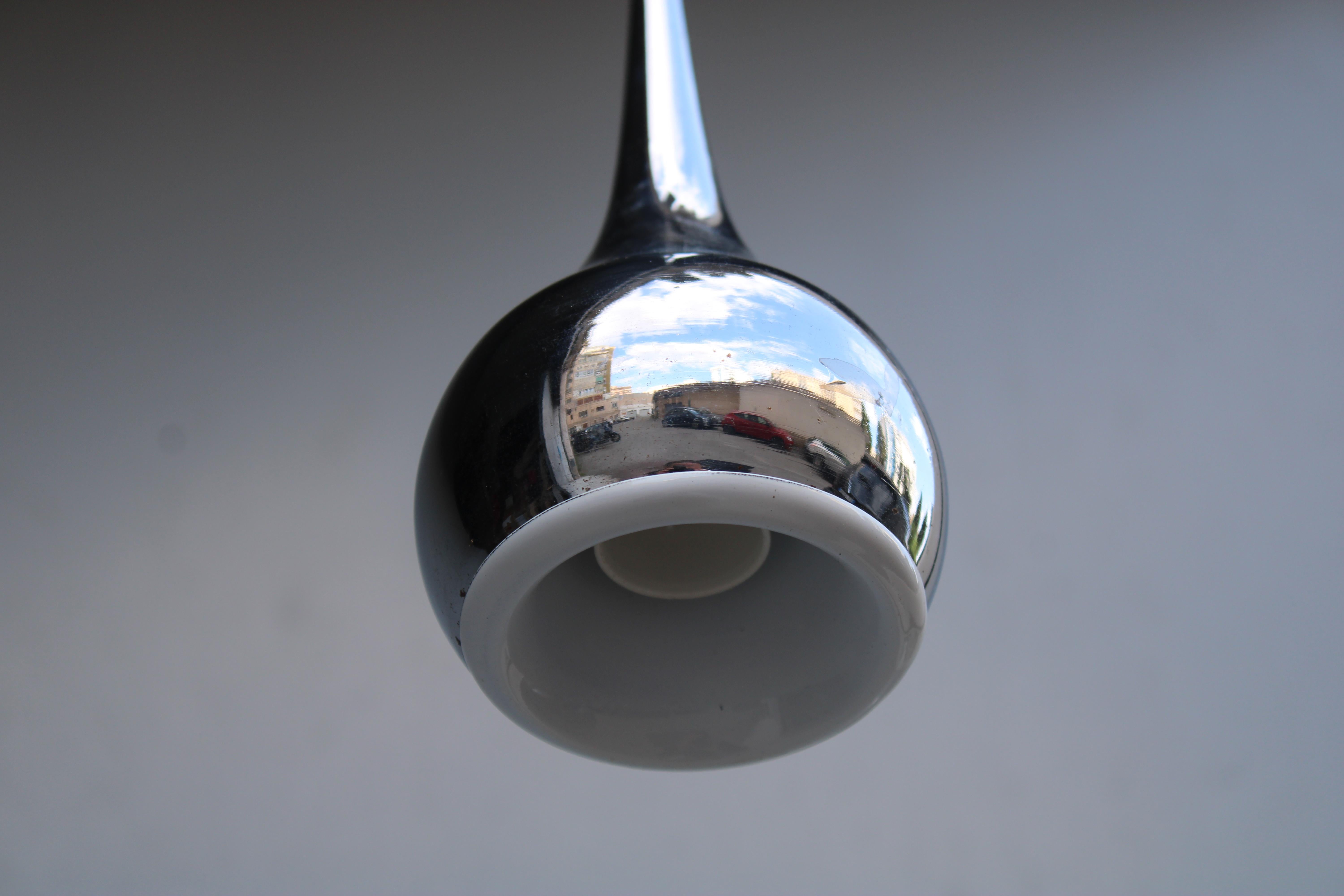 Late 20th Century Esperia Lustre minimal en métal chromé 1970 en vente
