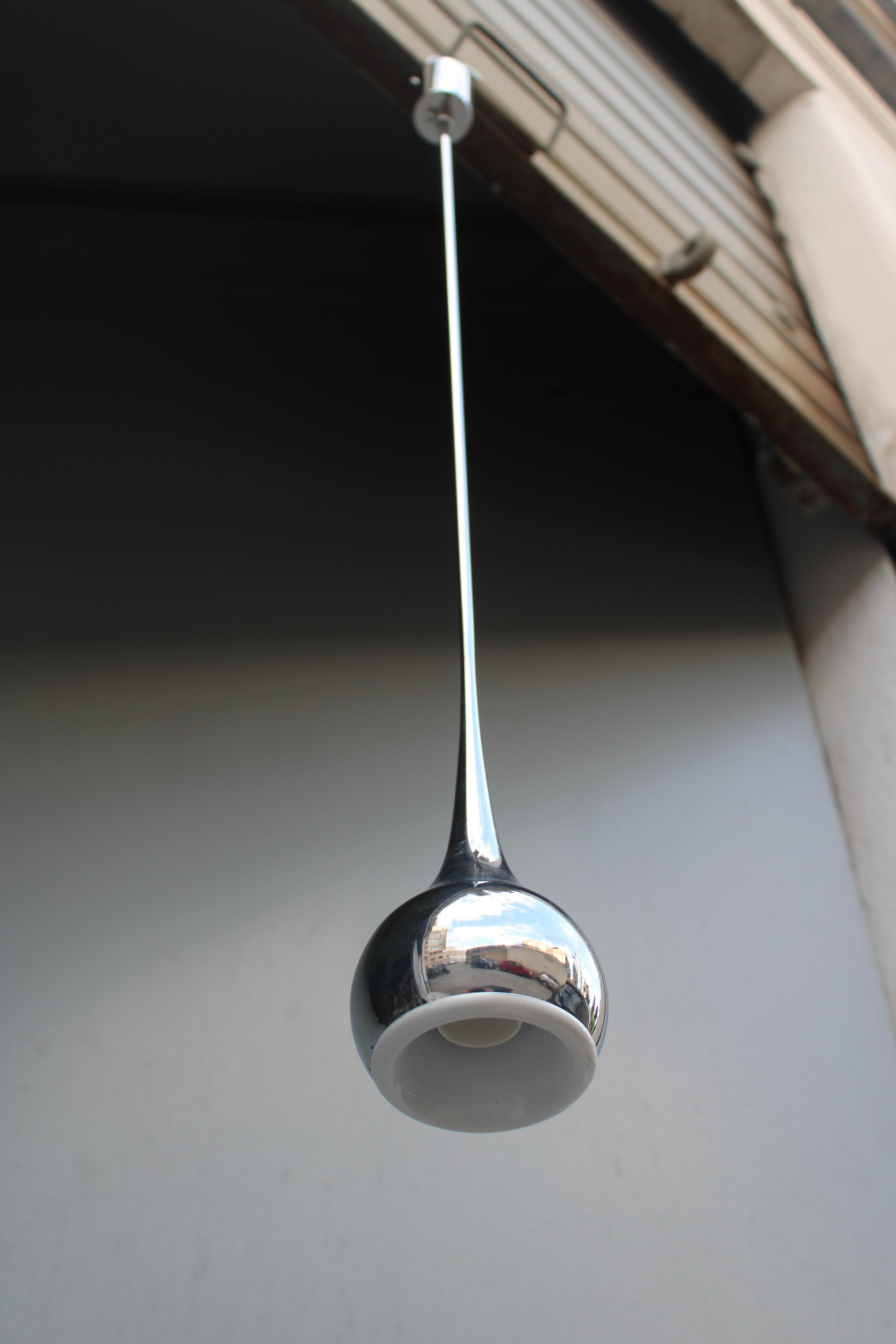 Chrome Esperia Lustre minimal en métal chromé 1970 en vente