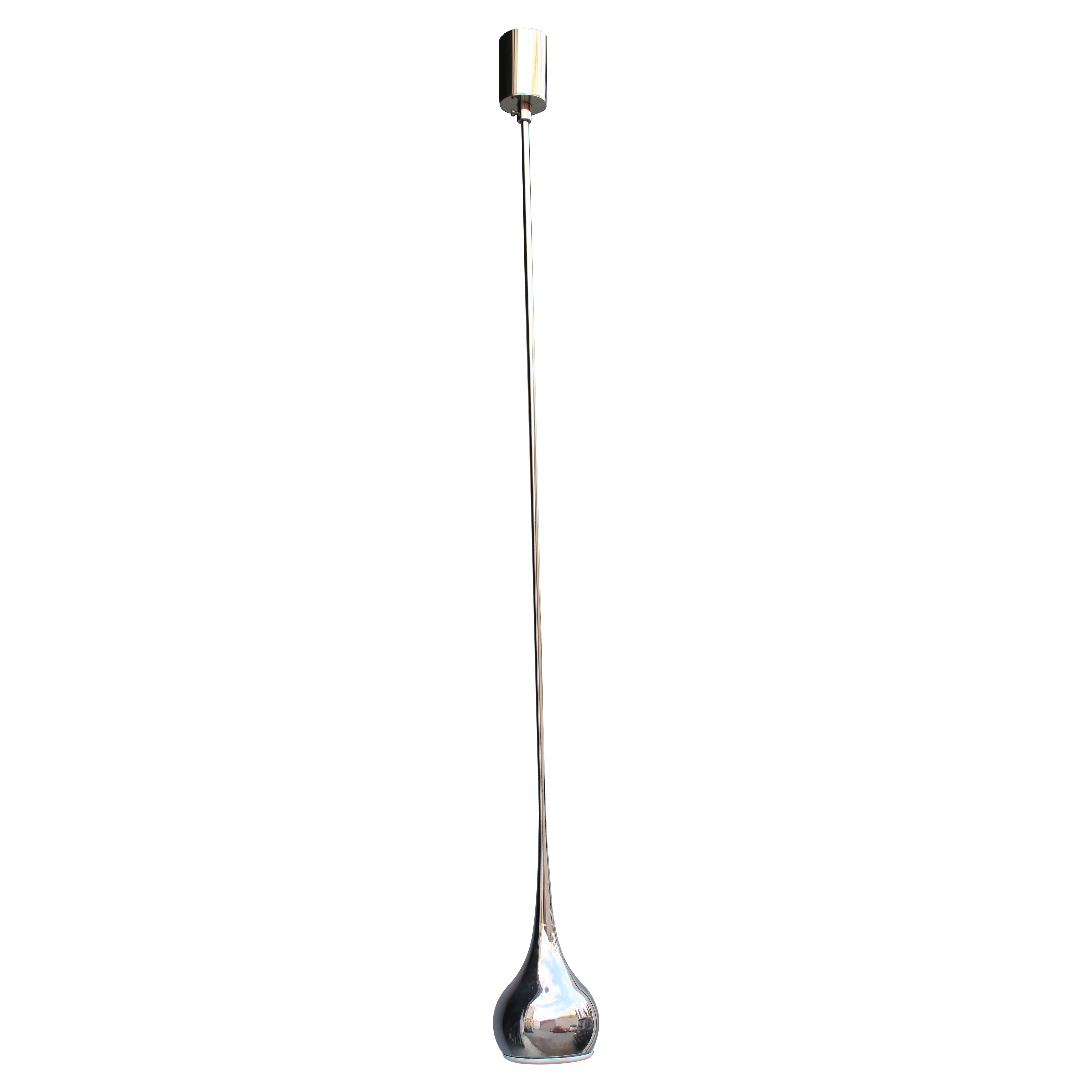 Lampadario Minimale Esperia a Trombetta in metallo Cromato 1970