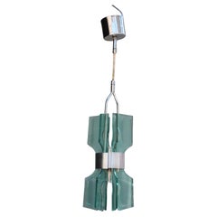 Lampadario Minimale piccolo Veca in Cristallo colore verde 1960 Italia