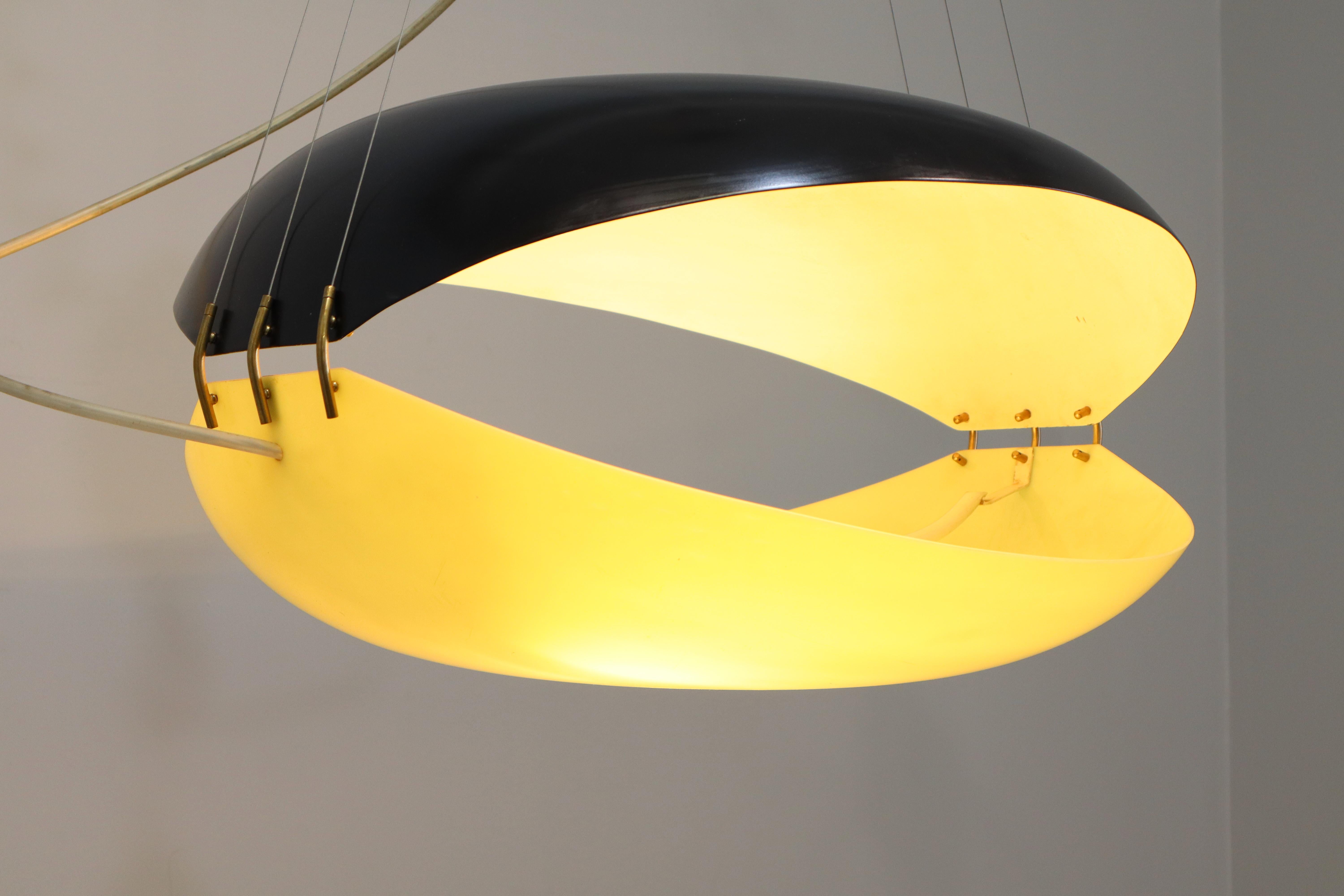 Lustre mod.12600, Ettore Sottsass Arredoluce Laiton, plexiglas  aluminium 1957 en vente 5