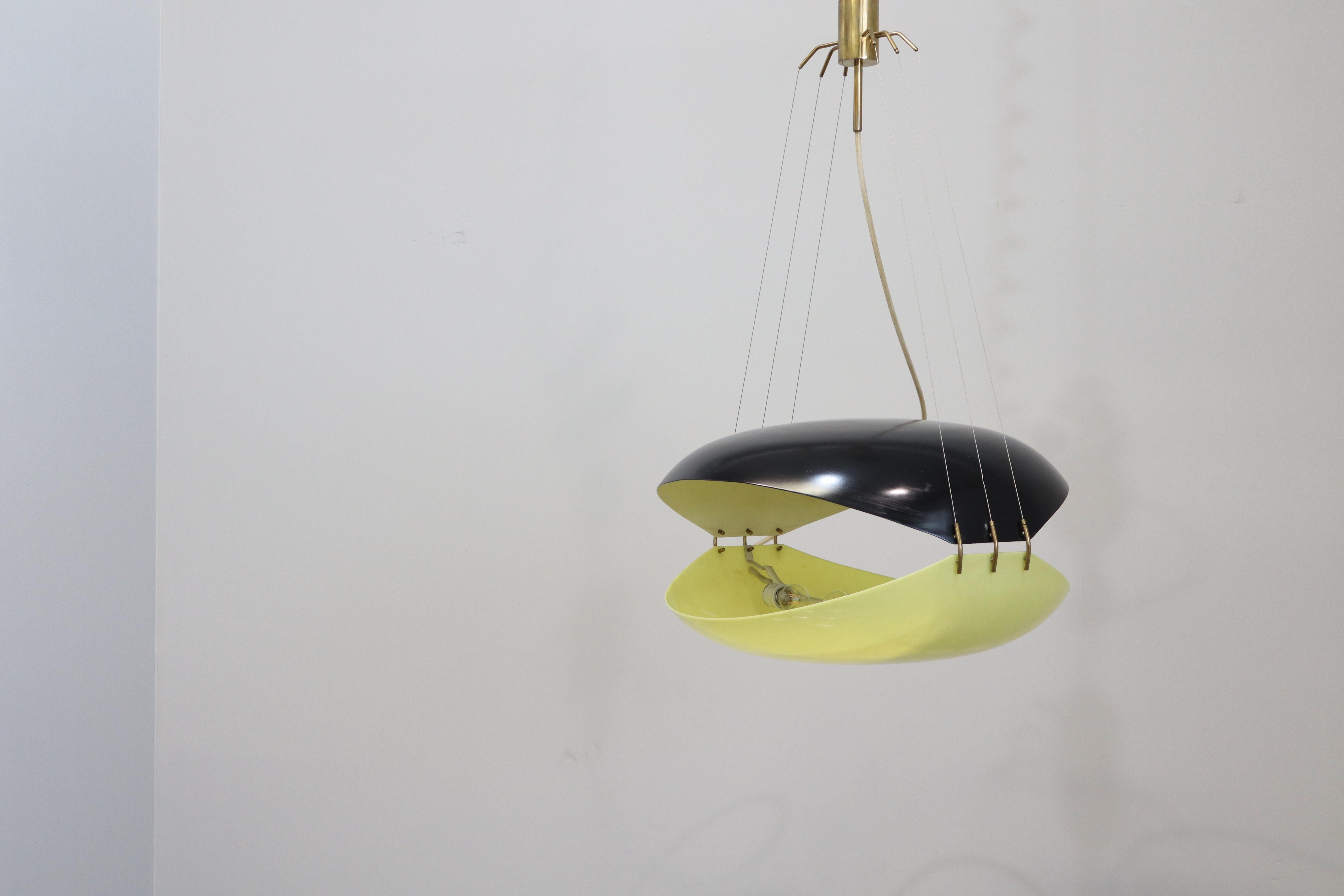 Mid-20th Century Lustre mod.12600, Ettore Sottsass Arredoluce Laiton, plexiglas  aluminium 1957 en vente