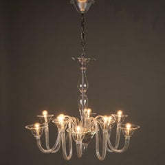 Murano Venezia Blown Glass Chandelier with Ten Points of Light Italy 20th Century