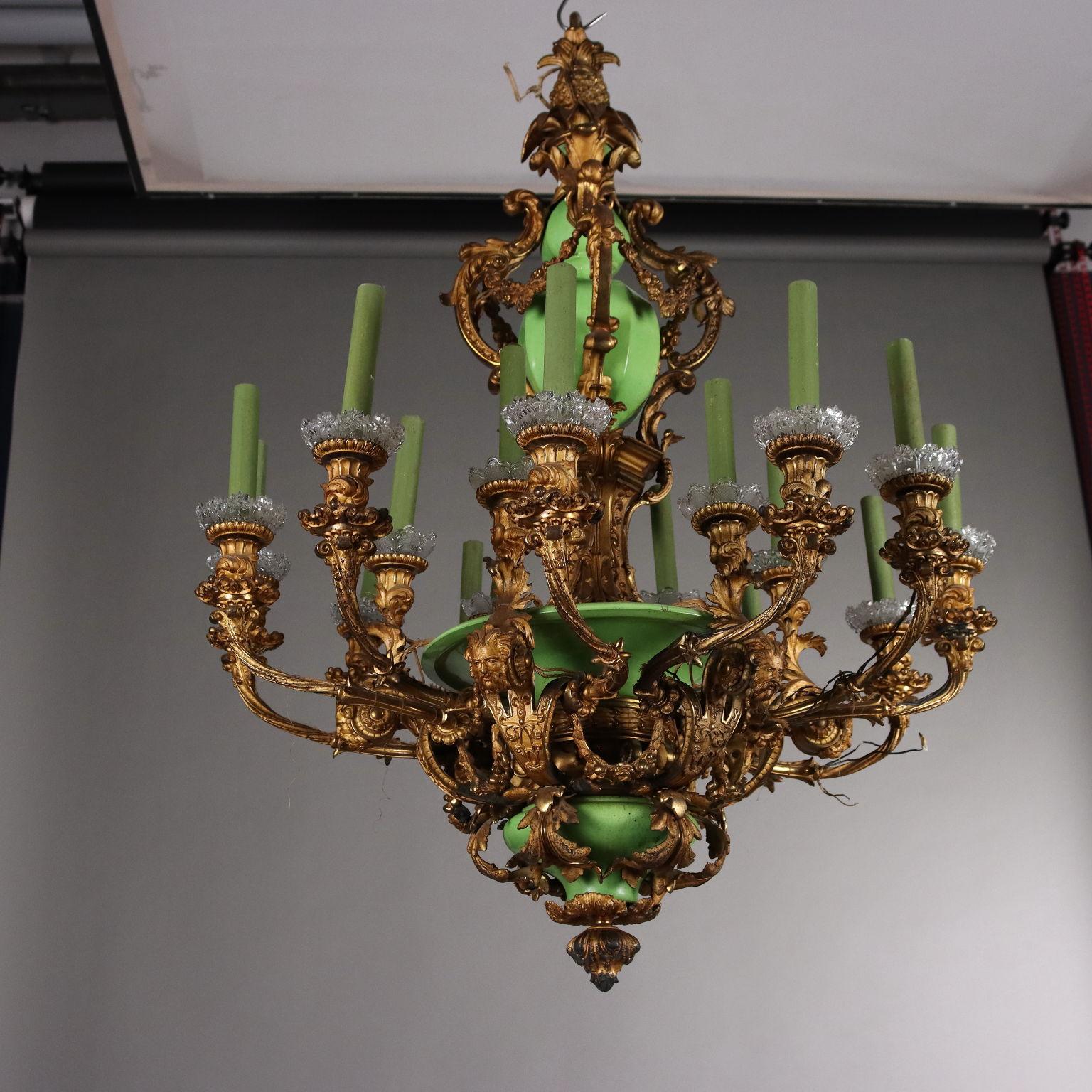 Lampadario Napoleone III in Bronzo Dorato Francia Terzo Quarto XIX Secolo in vendita 6