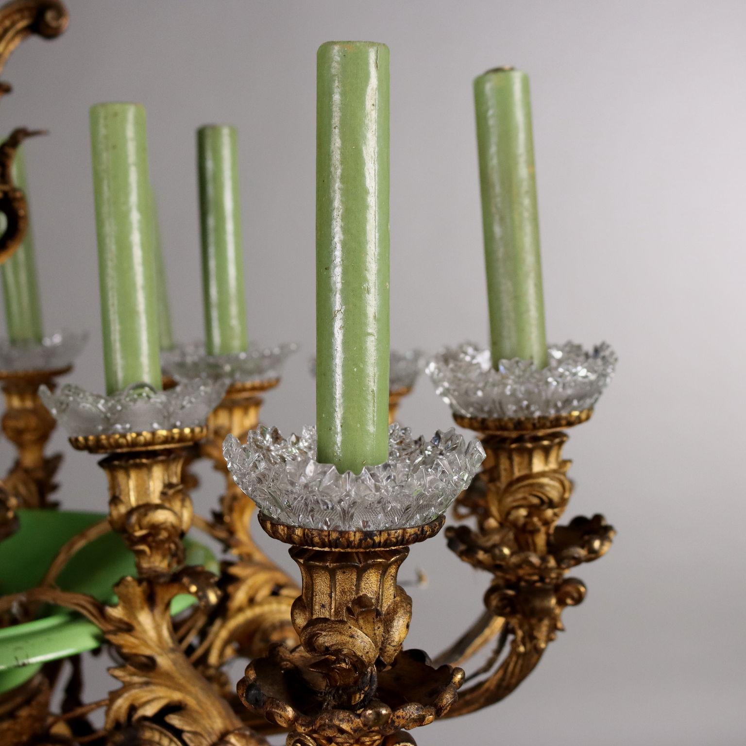 Late 19th Century Lampadario Napoleone III in Bronzo Dorato Francia Terzo Quarto XIX Secolo in vendita
