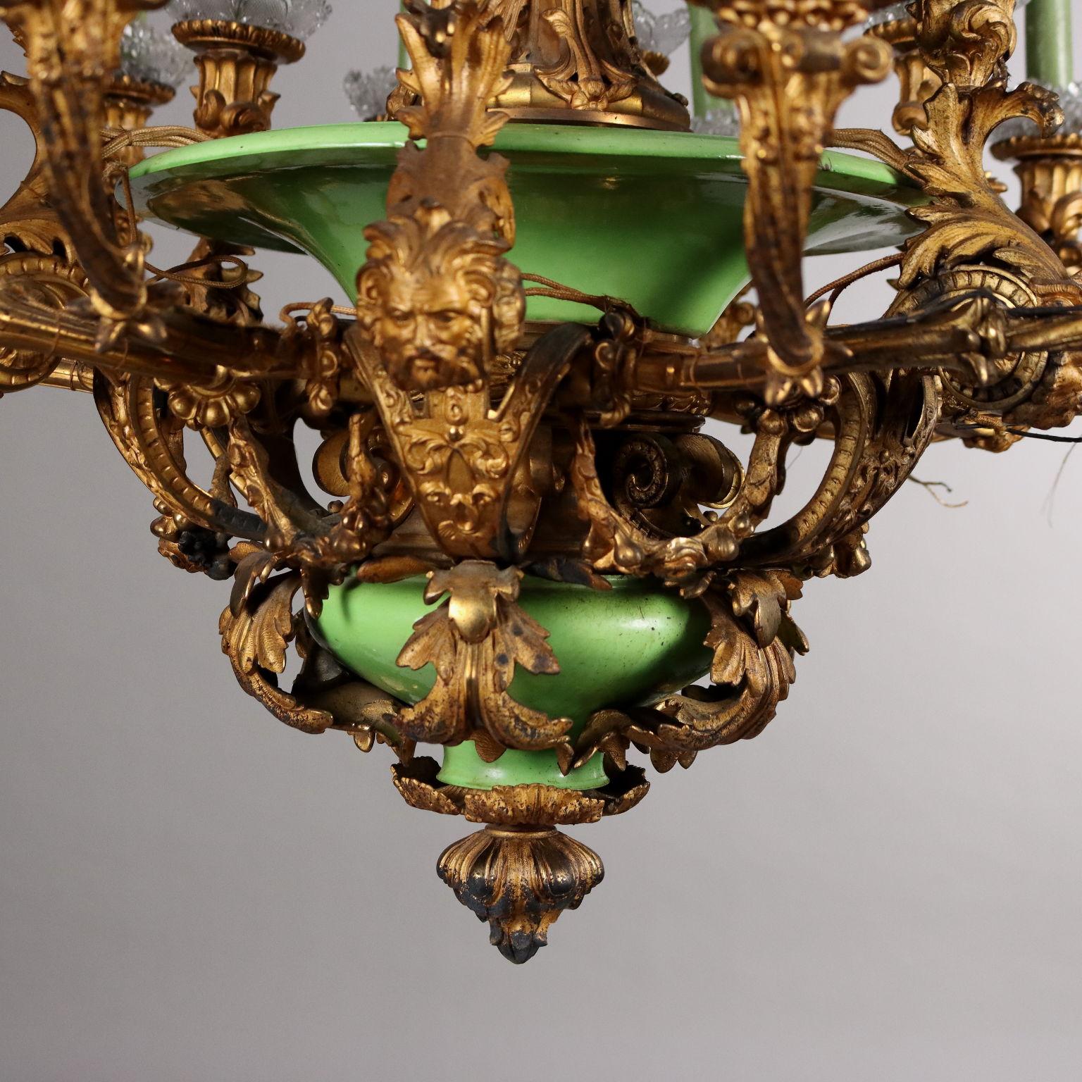 Lampadario Napoleone III in Bronzo Dorato Francia Terzo Quarto XIX Secolo in vendita 1