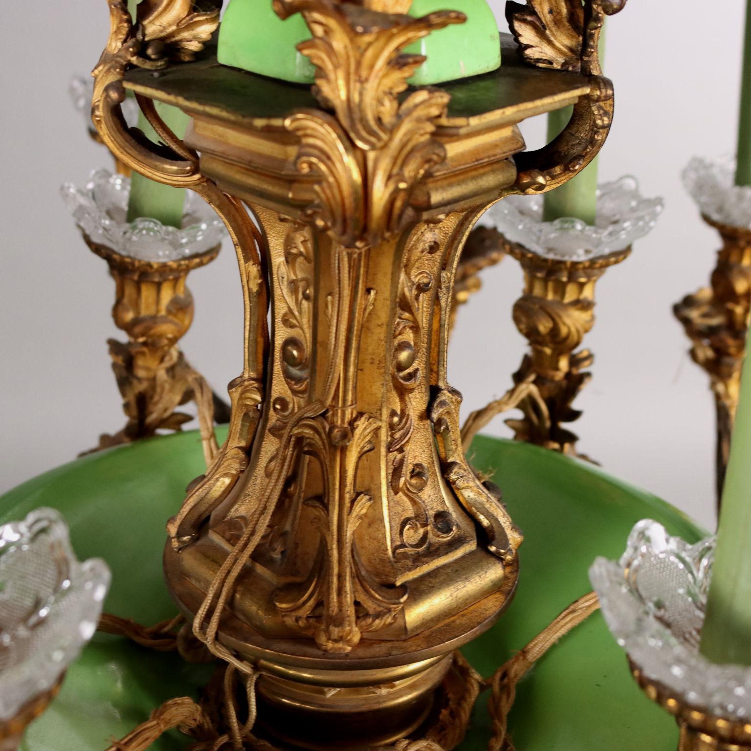 Lampadario Napoleone III in Bronzo Dorato Francia Terzo Quarto XIX Secolo in vendita 3