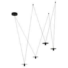 Lampadario nero minimal 4 luci personalizzabili con luce puntuale