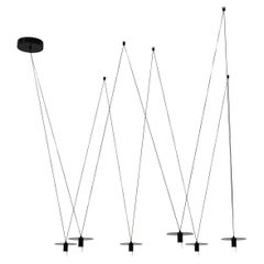 Lampadario nero minimal a 6 luci personalizzabili con diffusori per luce morbida