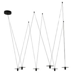 Lampadario nero minimal a 6 luci personalizzabili con luce puntuale