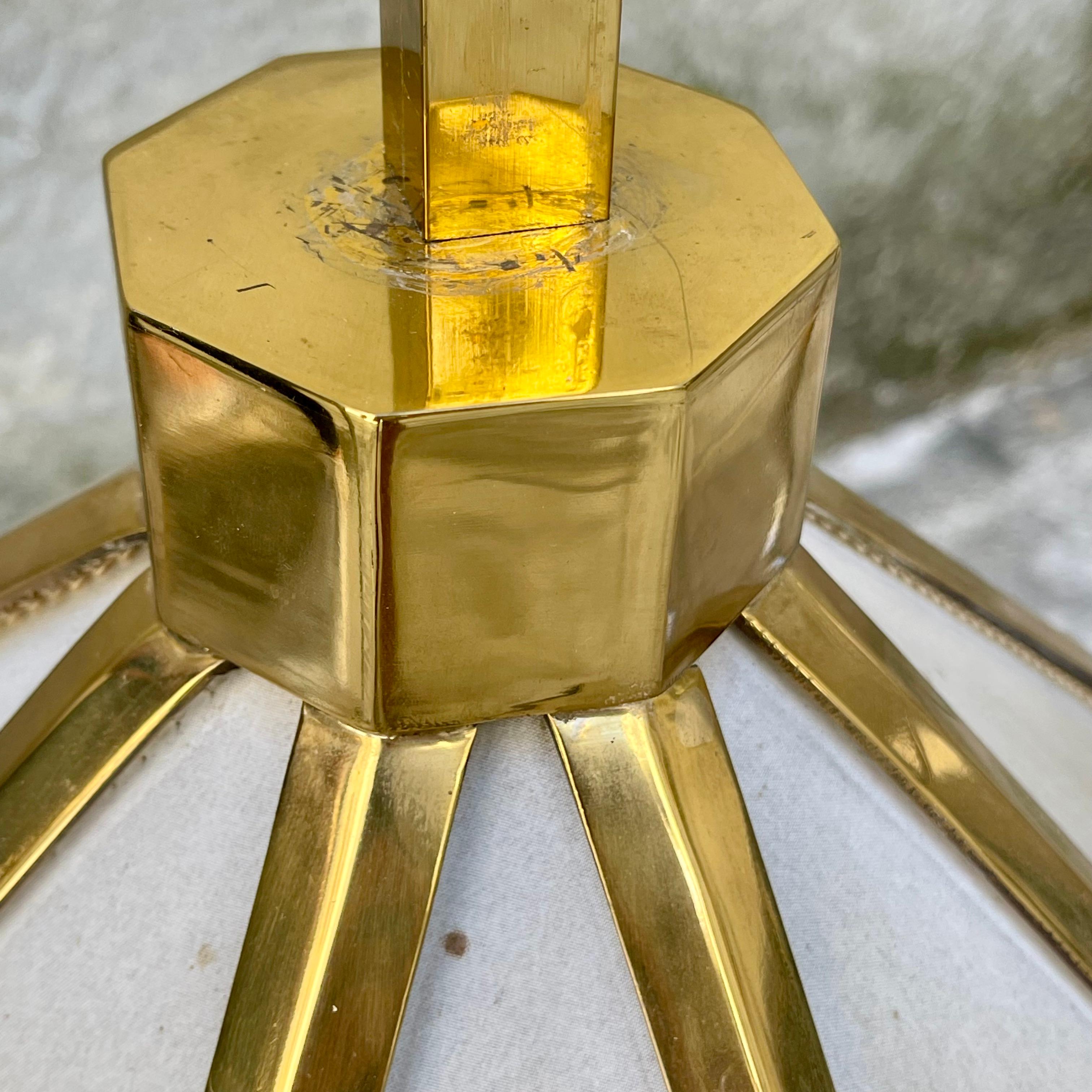 Italian Brass and Fabric Octagonal Chandelier - Italy - 1960s For Sale